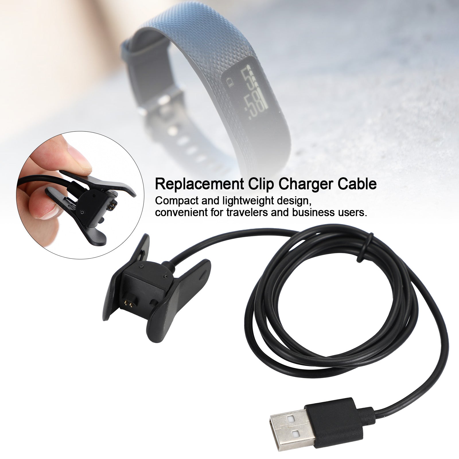 1m USB Data Charger Replacement Charging Clip Cable For vivosmart 3 Smart Watch