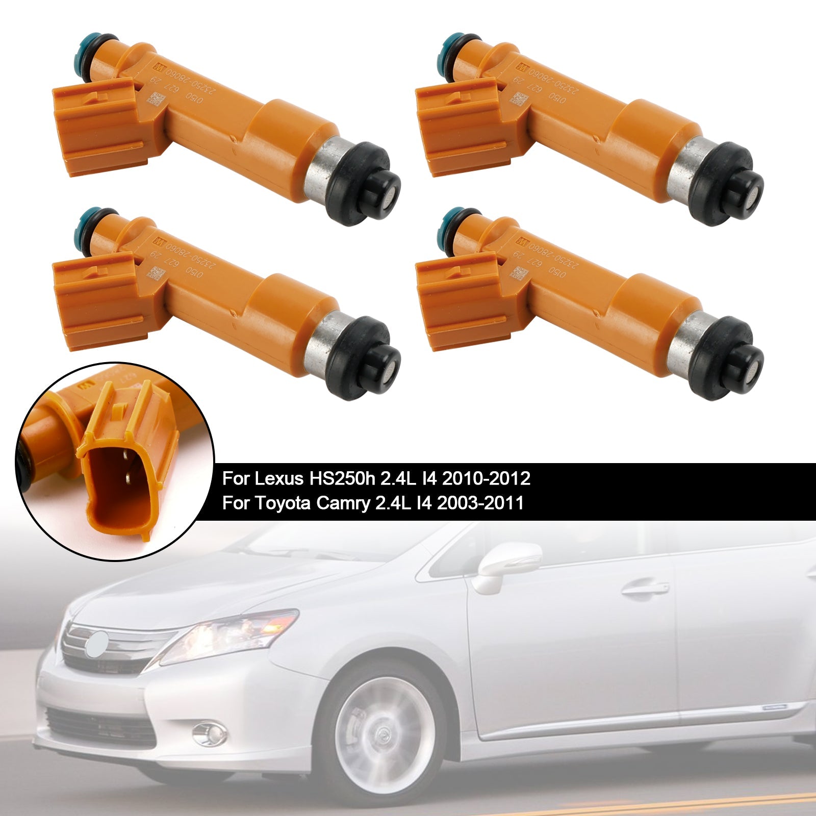 4 Stuks Brandstofinjector 23209-0H050 Fit Toyota Camry 2.4L 2003-2011 23209-28060