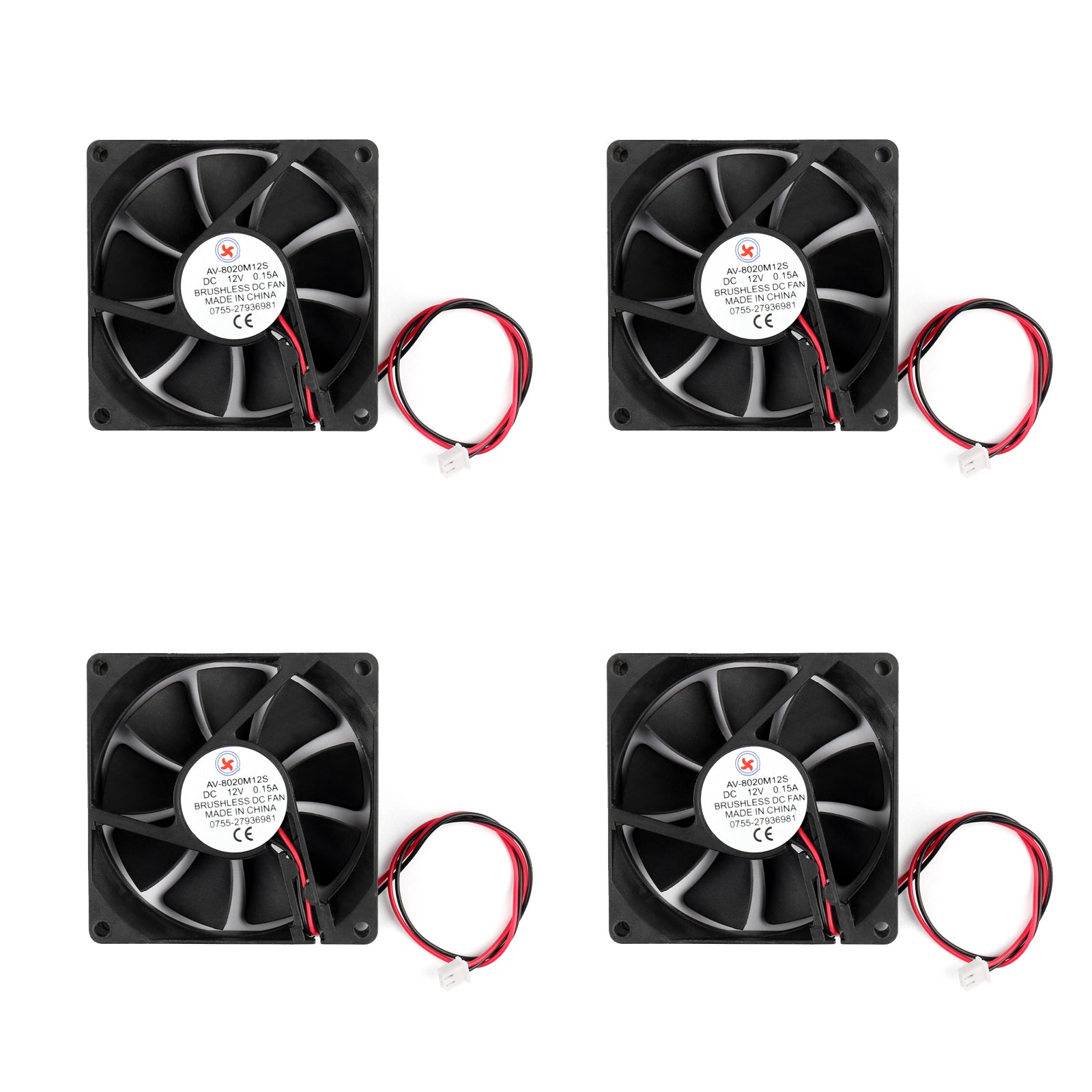 Ventilateur de refroidissement sans balais pour ordinateur PC, 12V, 0,15 a DC, 8020s, 80x80x20mm, fil à 2 broches, 1/4/10 pièces