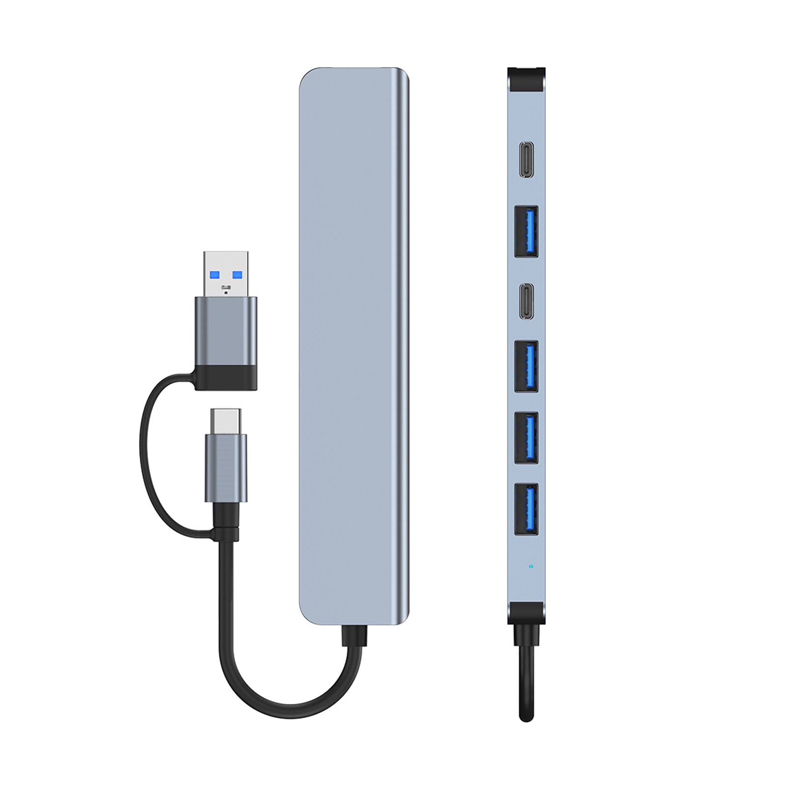 USB + Type C double interface 7 en 1 USBC Hub adaptateur Dock usb3.0 + USB 2.0*2 + SD + TF