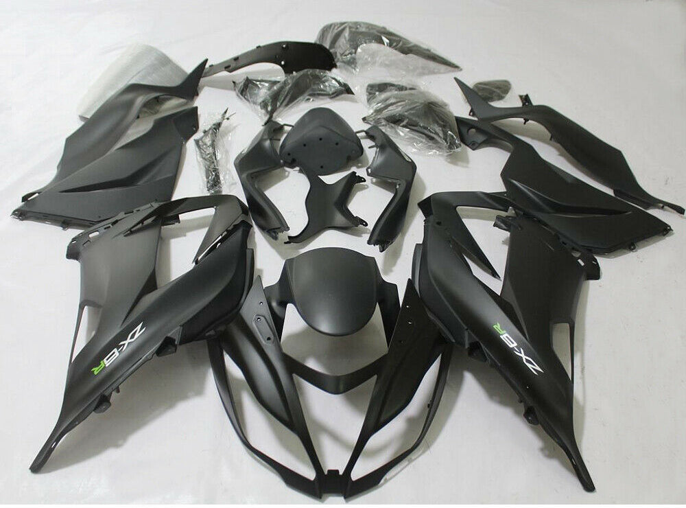 2013-2018 Kawasaki Zx6R Amotopart Carenado negro mate con kit de plástico de inyección de pernos