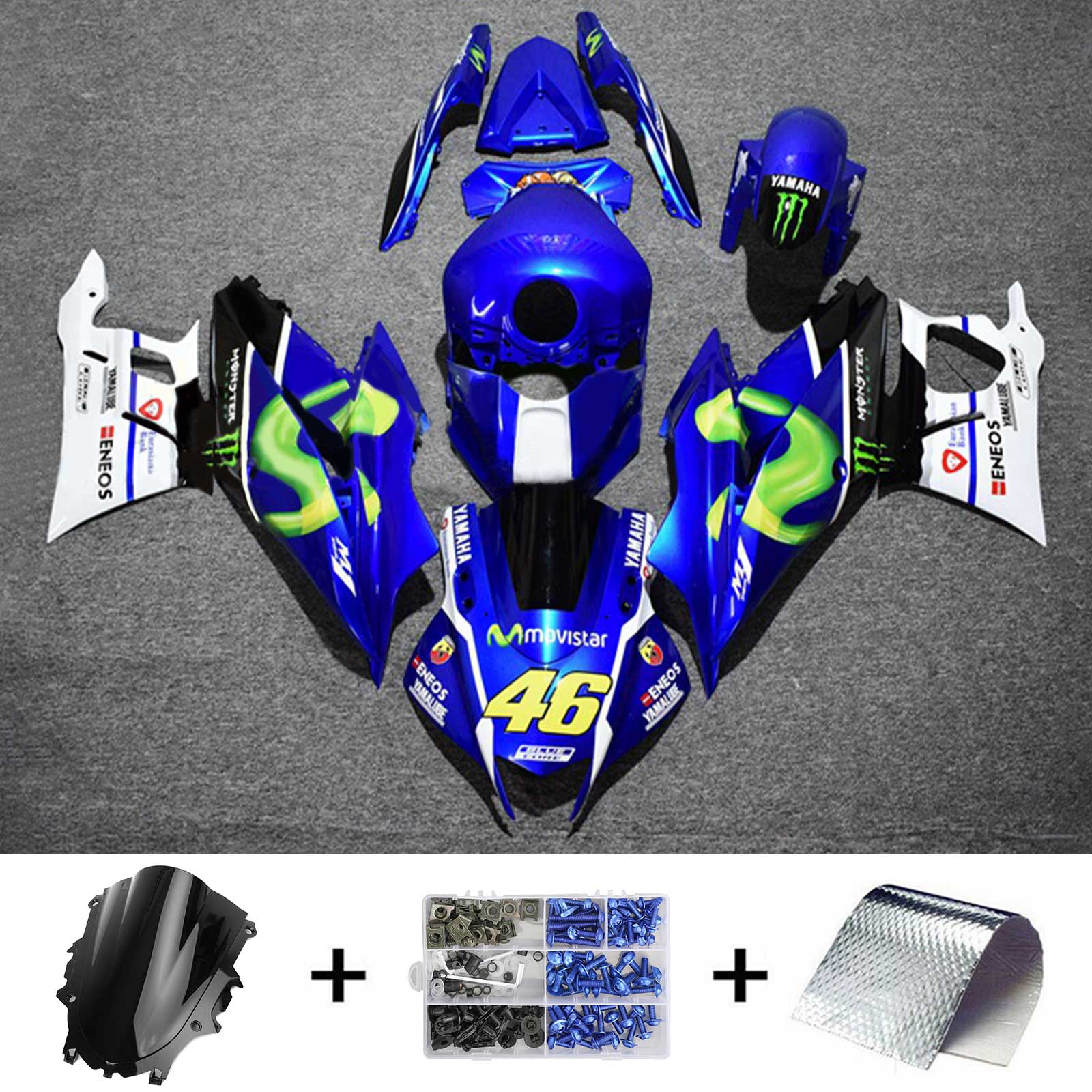 2019-2021 Yamaha YZF-R3 R25 Amotopart Kit de carénage d'injection carrosserie plastique ABS #121