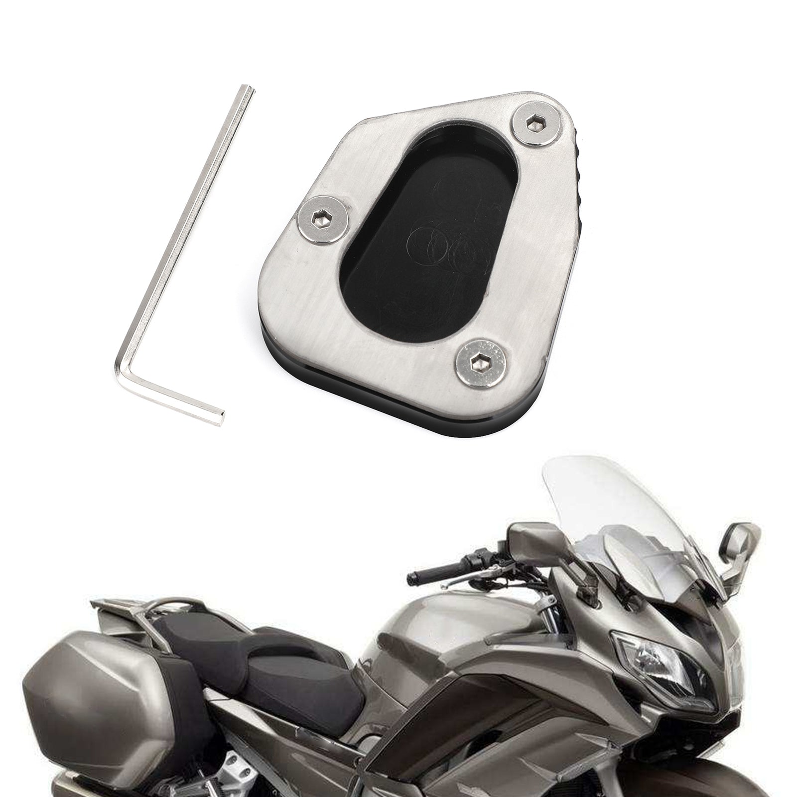 Kickstand Zijstandaard Vergroten Plaat Pad geschikt voor YAMAHA FJR1300 2006-2017 Zwart Generiek