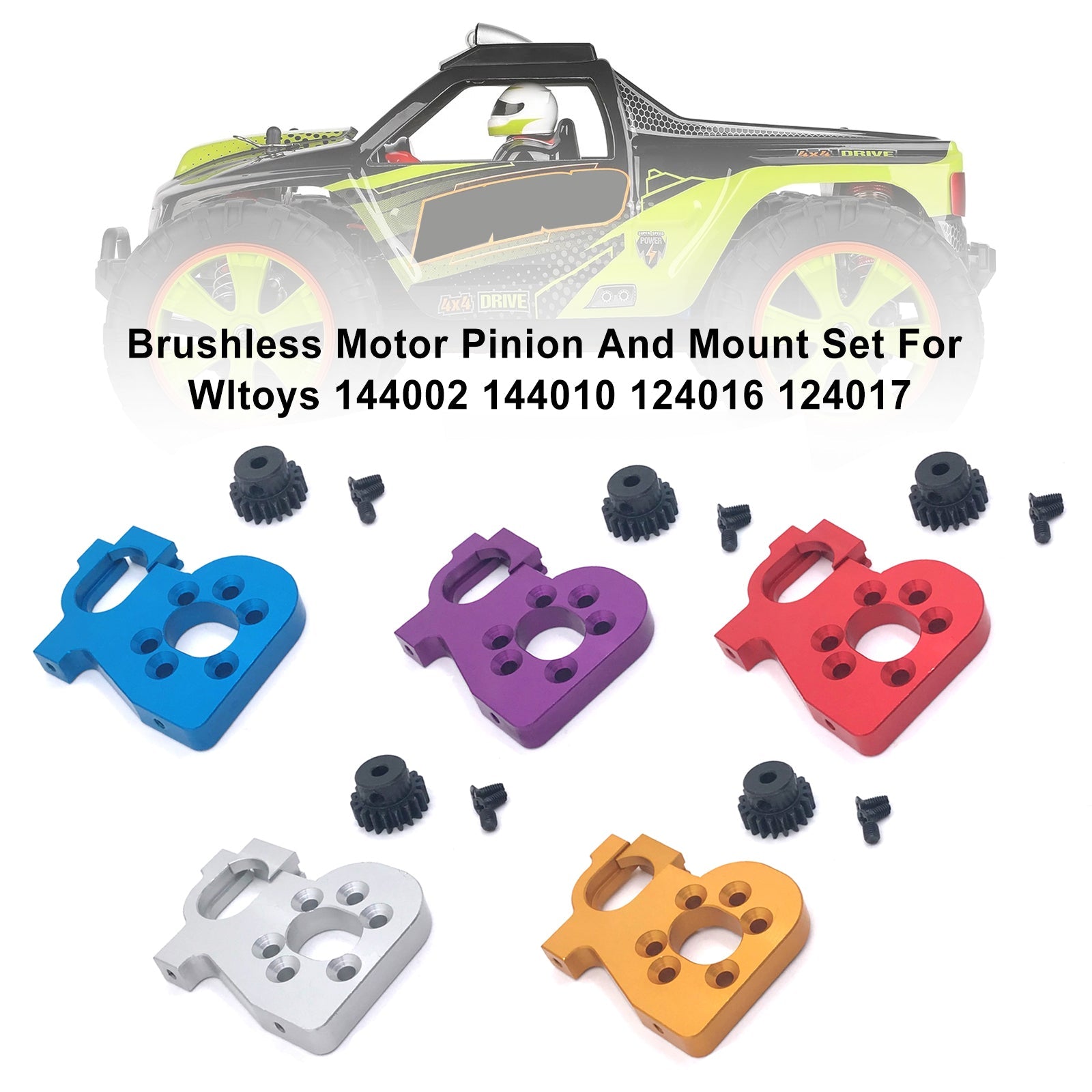 Brushless Motor Pinion And Mount Set For Wltoys 144002 144010 124016 124017