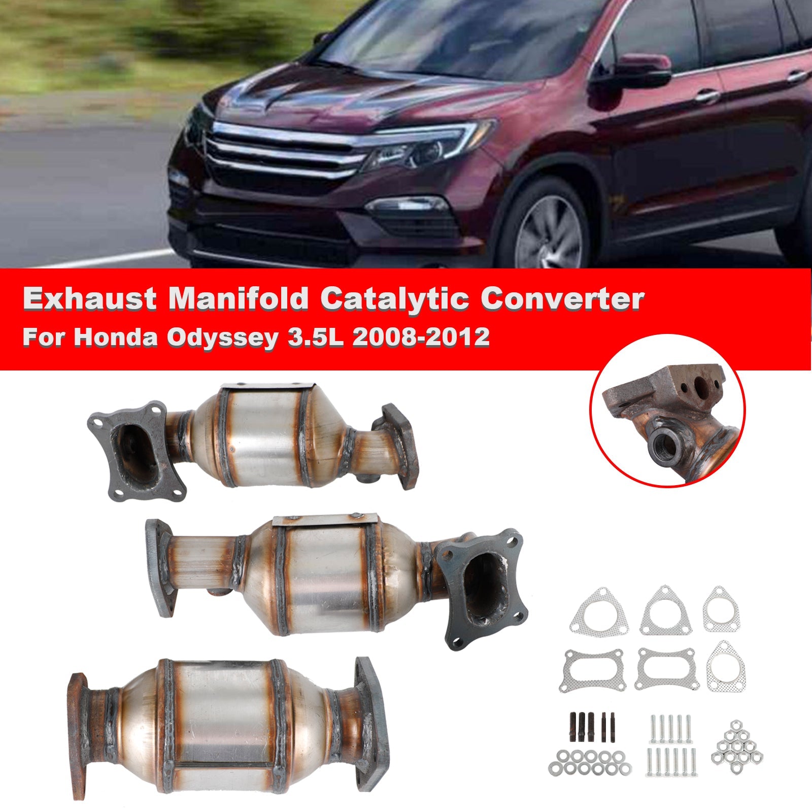 Ensemble de convertisseurs catalytiques Honda Pilot 3,5 L 3 pièces 2009-2015 45131 45132 16447