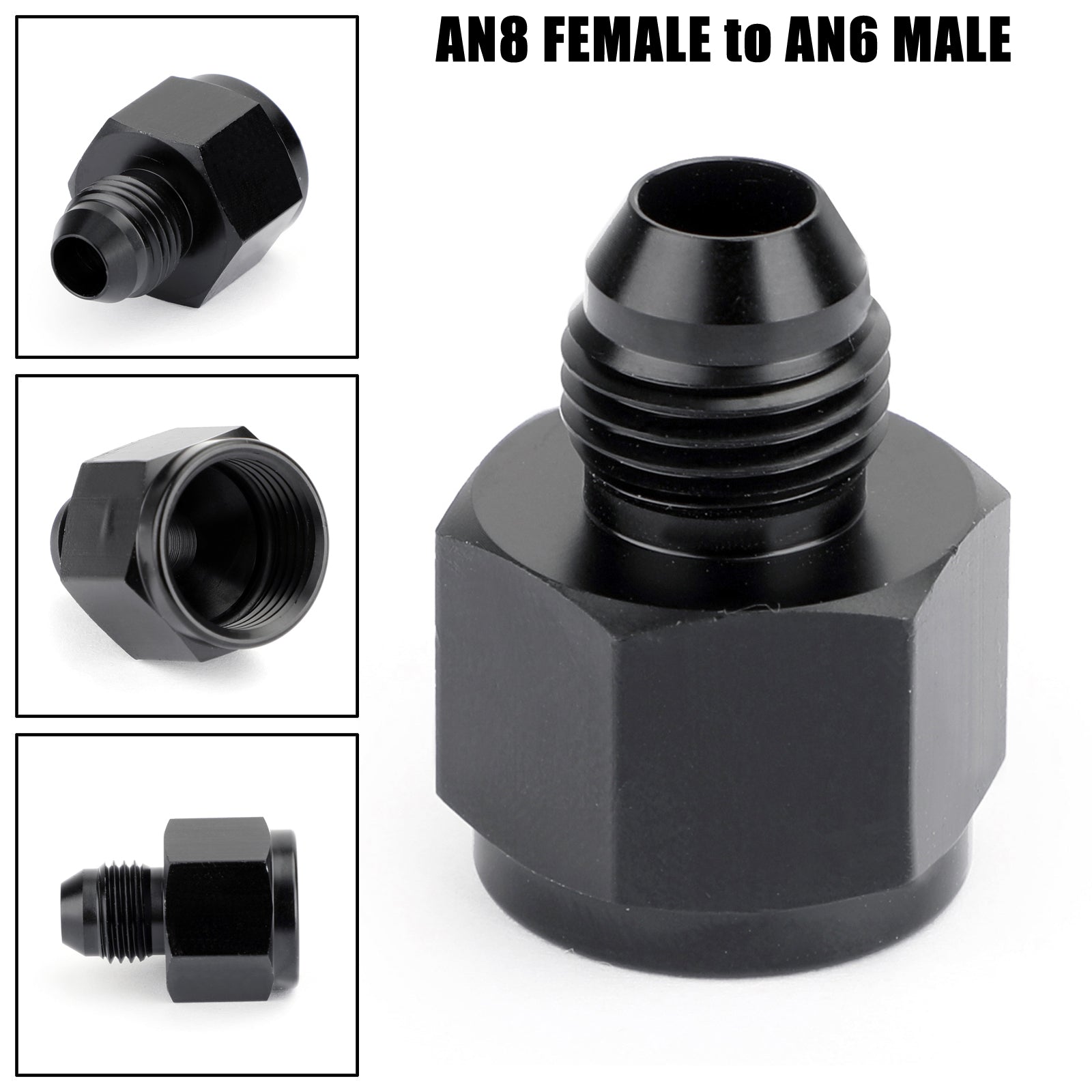 Black -8 AN Female -6 AN Male AN Flare Fitting Reducer Adapter 8AN to 6AN Generic