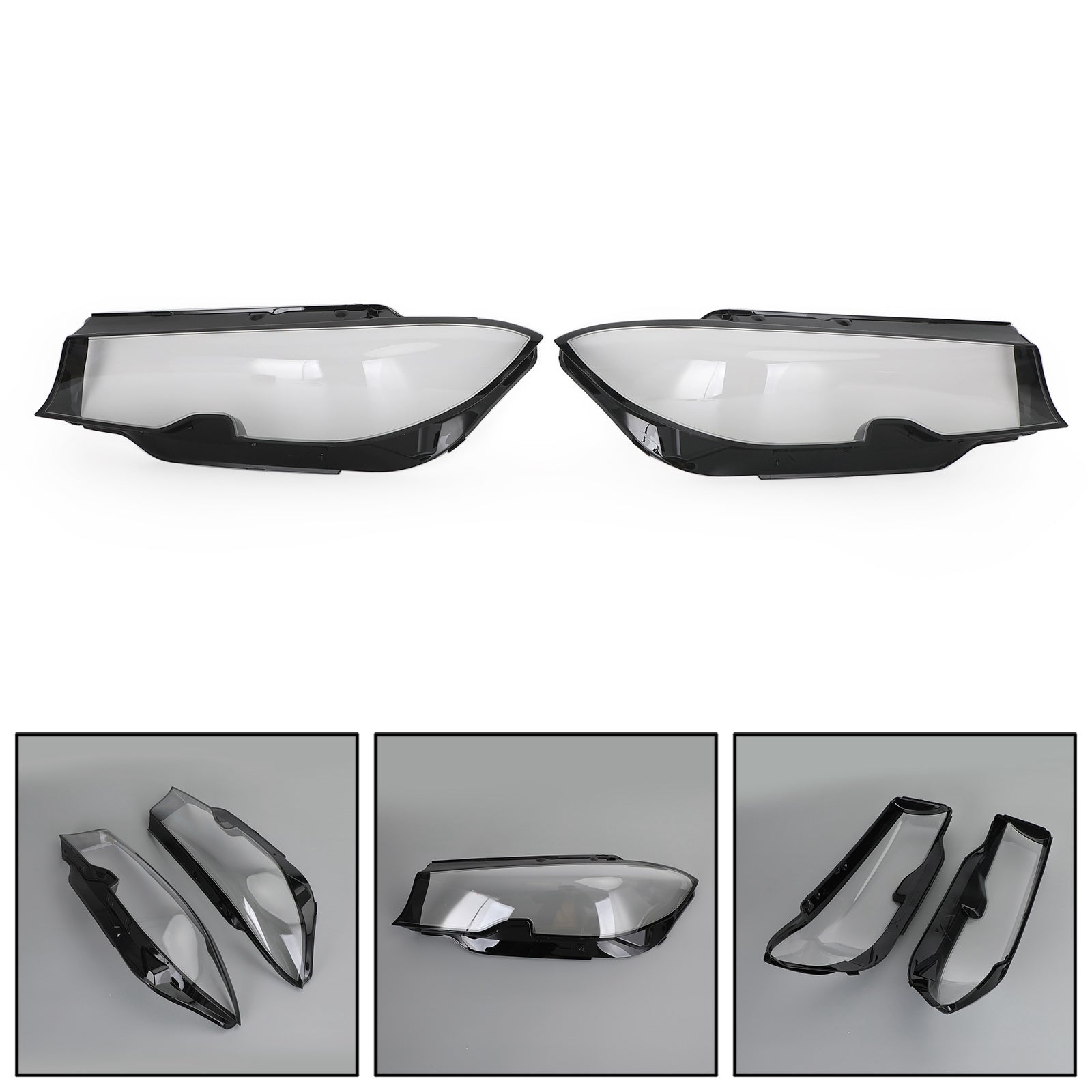 Left +Right Headlight Lens Plastic Cover Shell For BMW 3 Series G20 G21 19-21