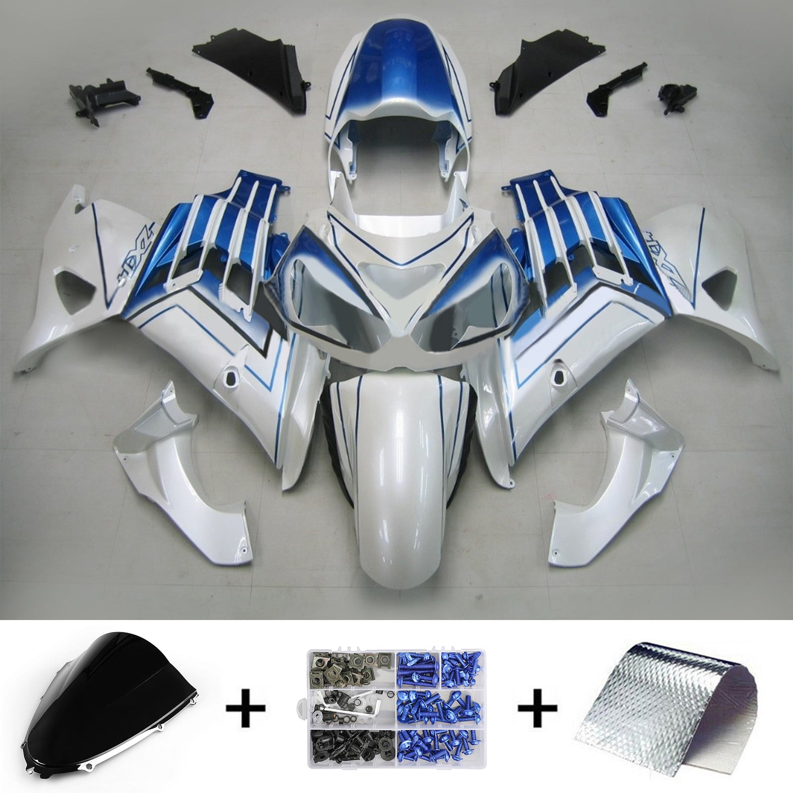 2012-2021 Kawasaki ZX14R Kit de carénage d'injection Amotopart carrosserie plastique ABS #106