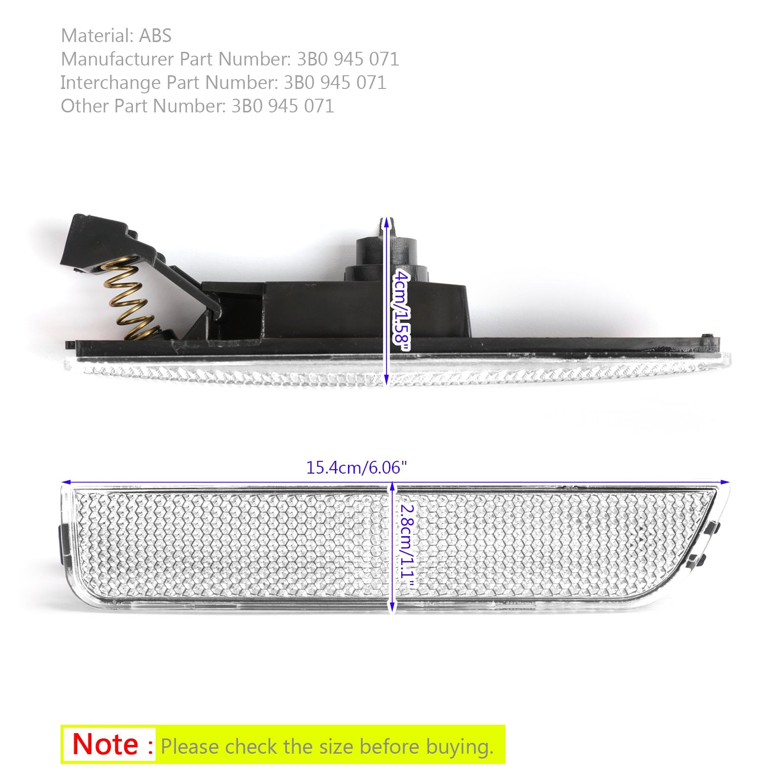 Feux de position latéraux de pare-chocs avant blanc gauche pour VW Passat B5.5 générique 2001-2005