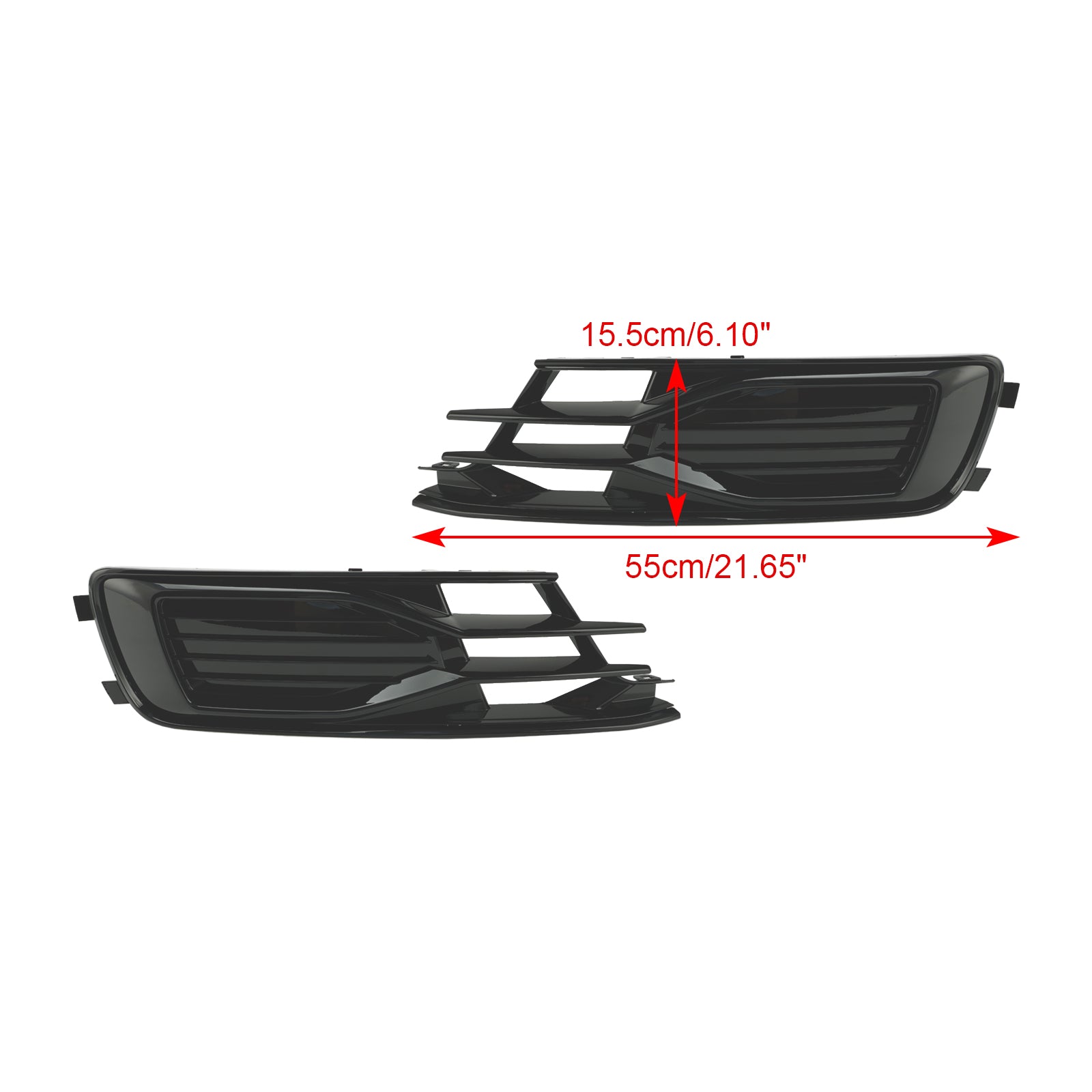 Audi A6 C7 2014-2018 2PCS Front Bumper Foglight Cover Grill Grille Black