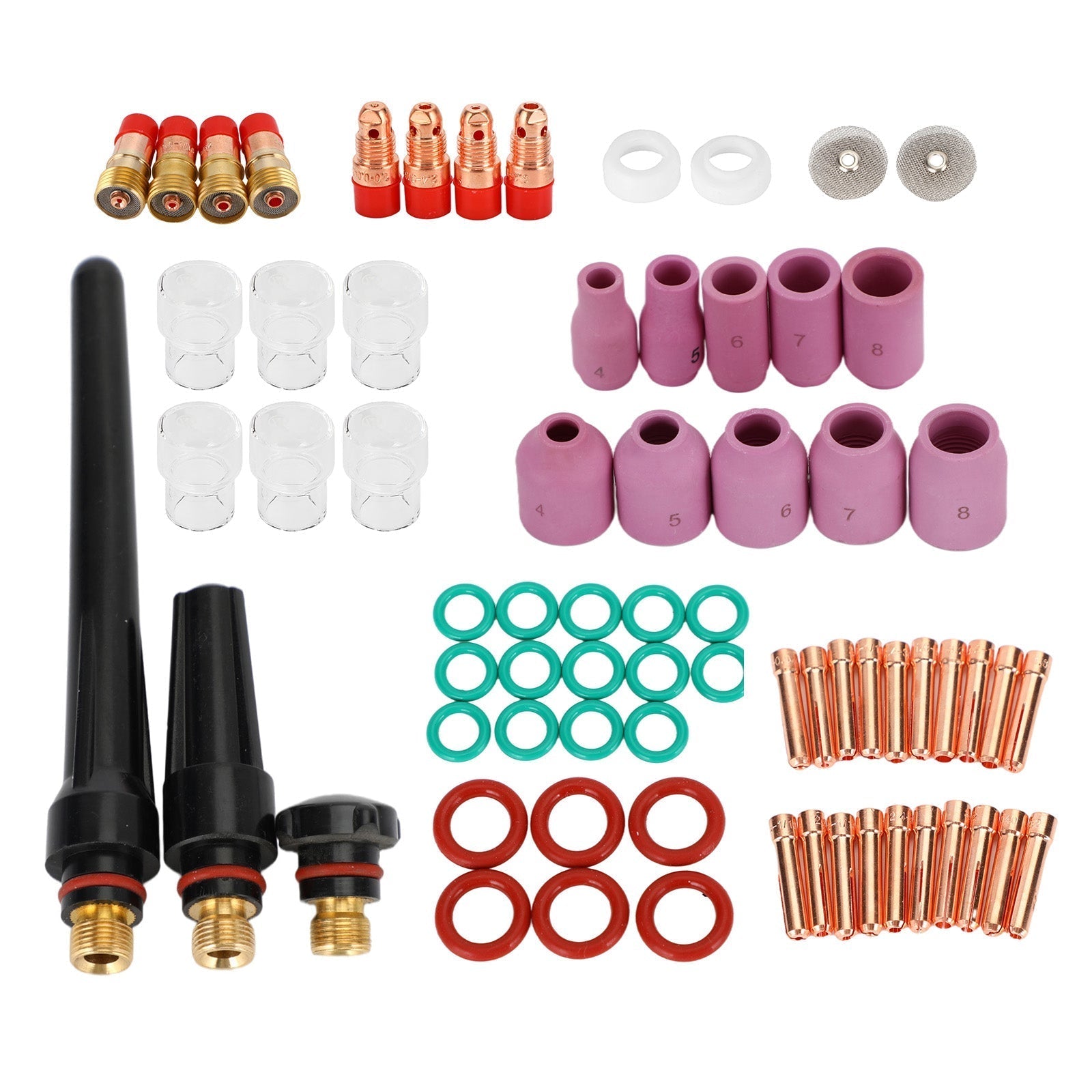 71PCS TIG Welding Torch Stubby Gas Lens #12 Glass Cup Kit For WP-17/18/26