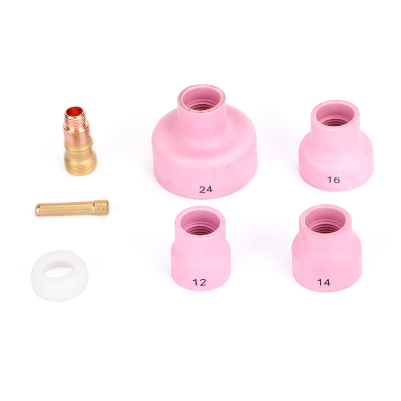 7Pcs TIG Welding Torch Stubby Gas Lens Ceramic Cup Kit For WP-17/18/26