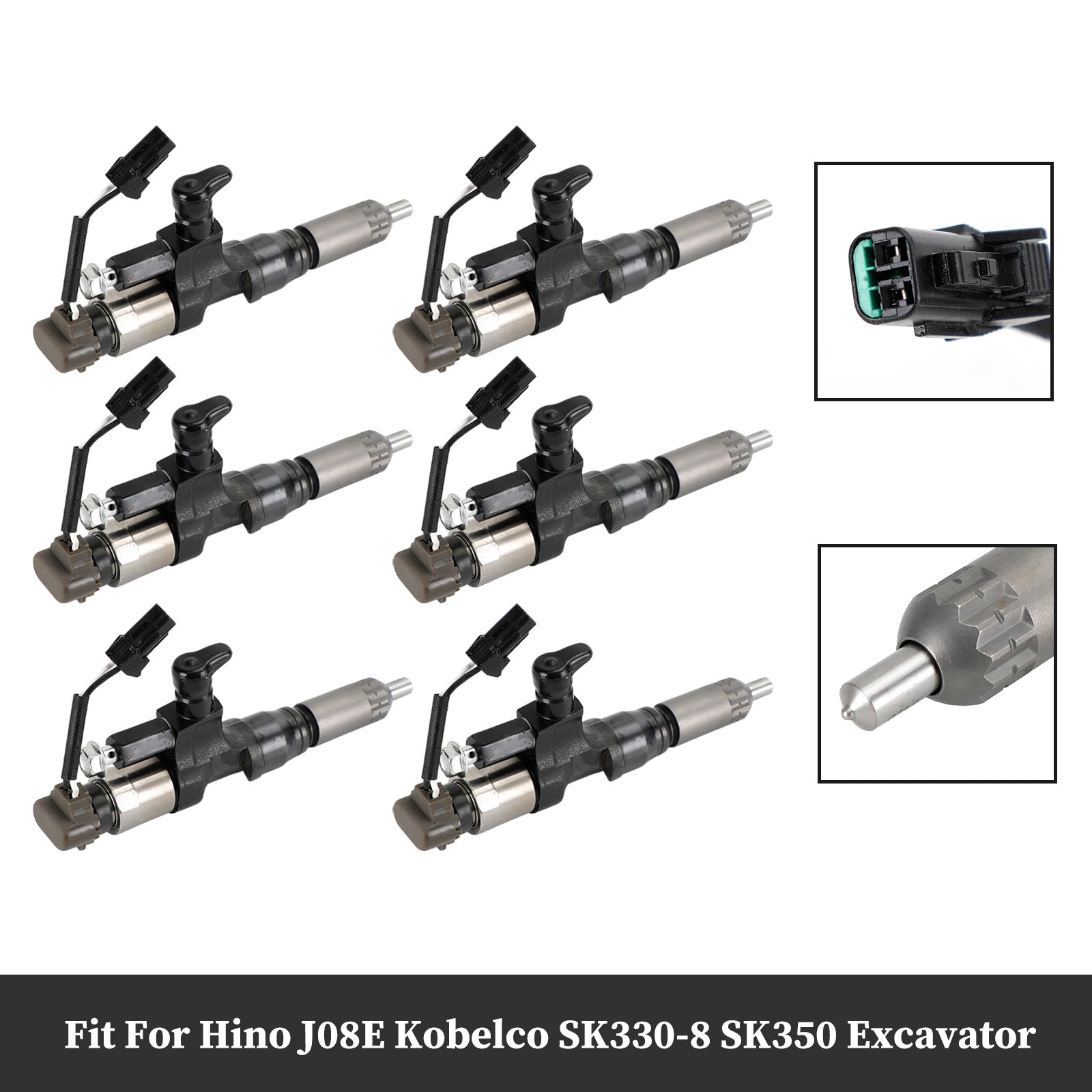 1984-2018 Hino J08E Kobelco 3.8 4.7 Diesel 6PCS Fuel Injectors 095000-6593