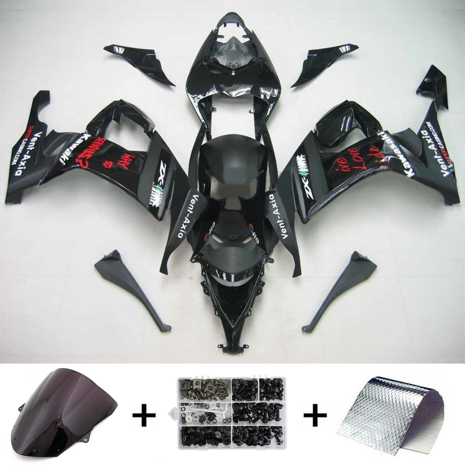 2008-2010 Kawasaki ZX10R Kit de carénage d'injection Amotopart carrosserie plastique ABS #106