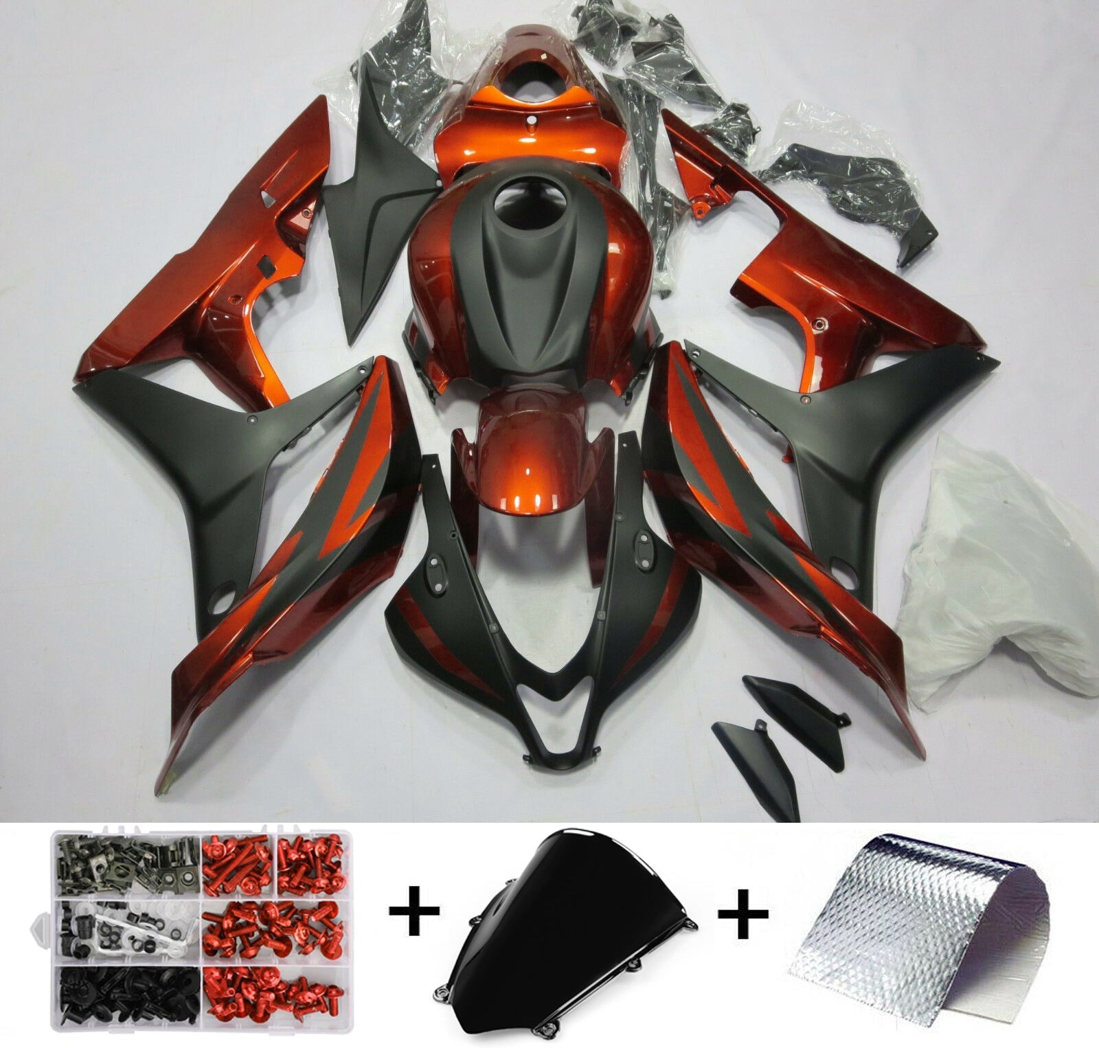 Kit de carénage orange et noir Honda CBR600RR 2007-2008