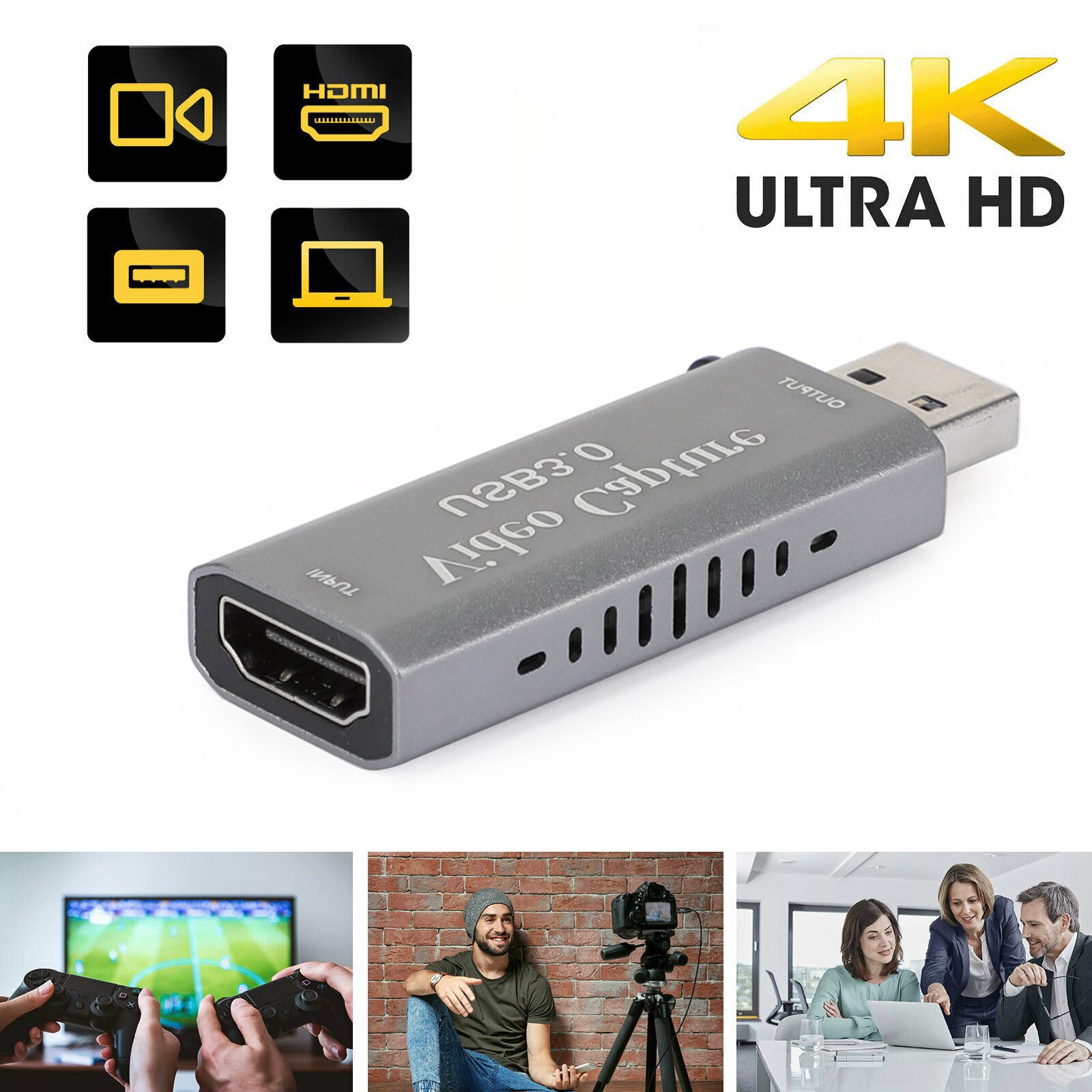 4K 1080P HD vers USB 3.0 Dispositif de carte de capture vidéo Plug And Play Streaming en direct