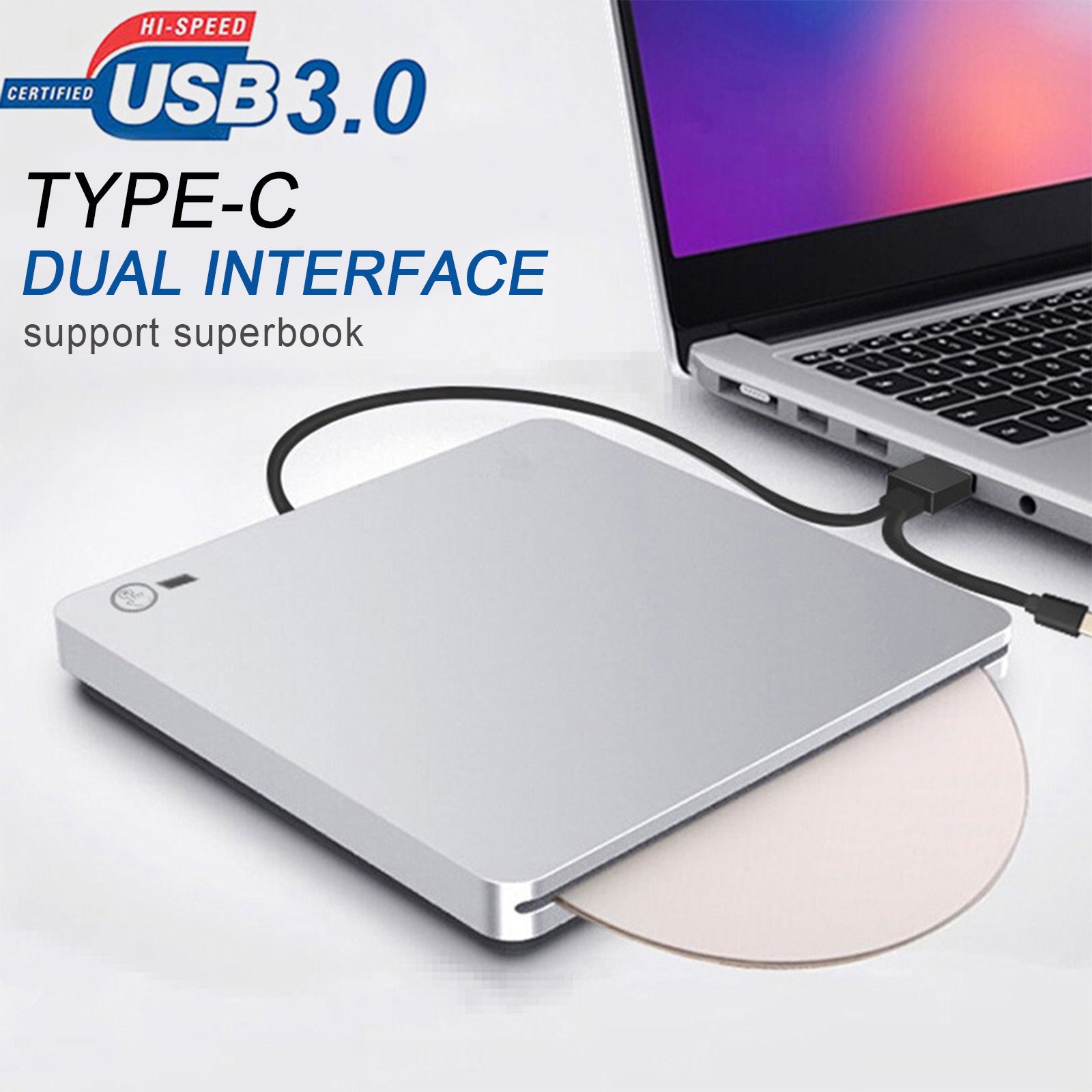 Blu-ray 24X BD-brander Slot In Externe BD-schrijver CD DVD-station USB 3.0 Schijfbrander Speler Schrijver Geschikt voor desktoplaptop/Mac/MacBook Pro/Air/Windows XP/7/8/10 Mac OS