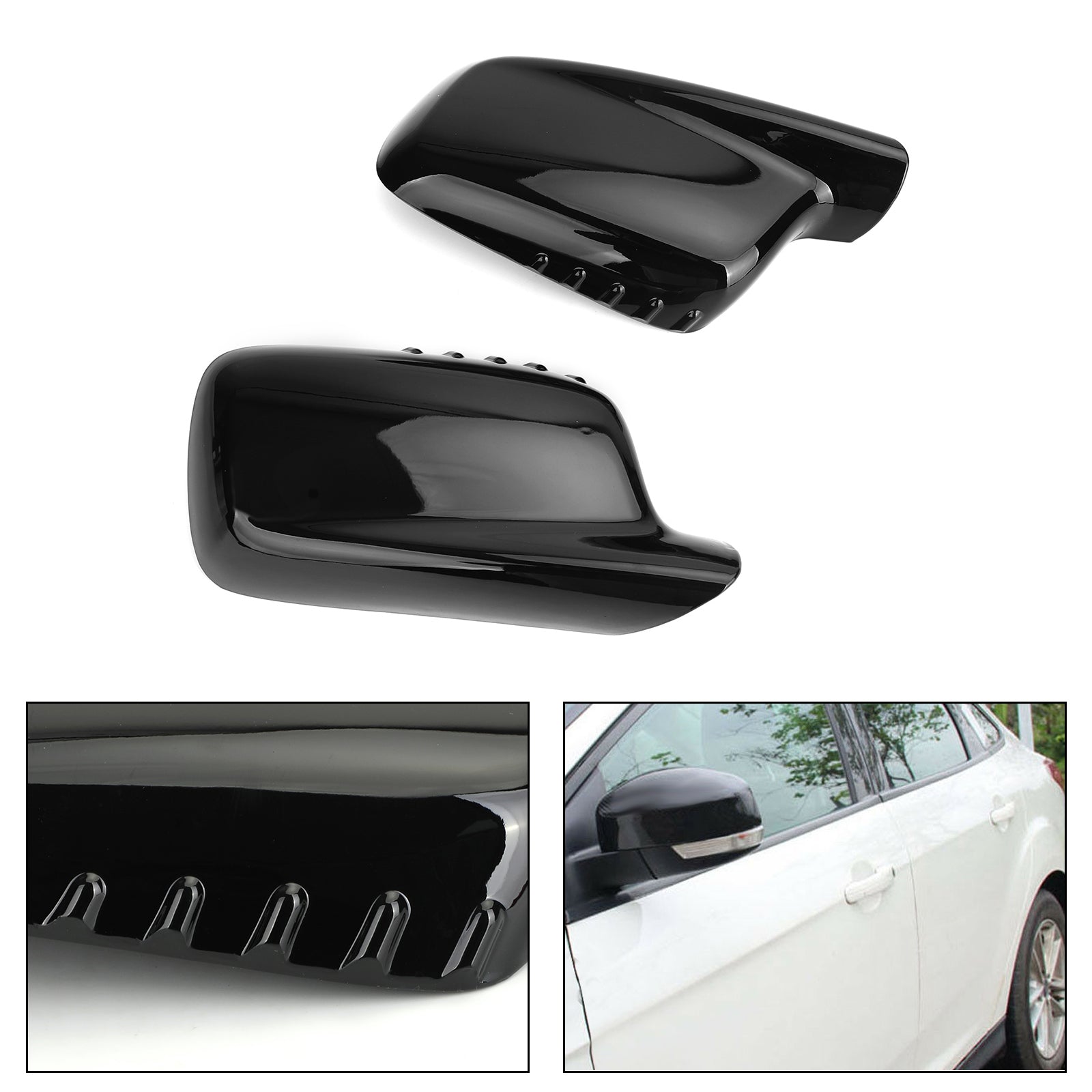 Pair Mirror Cover Cap Black For BMW E46 E65 E66 745i 750i 51167074236+51167074235 Generic