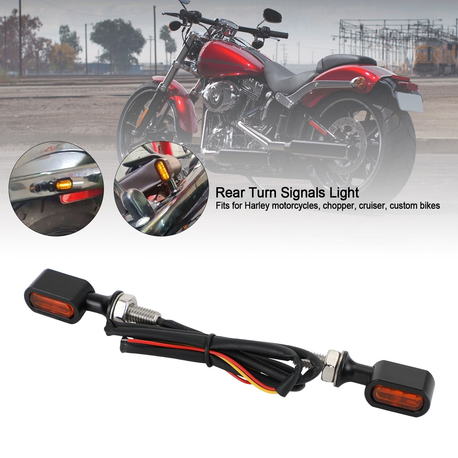 LED Rear Mini Turn Signal Indicator For Sportster Touring Dyna Softail