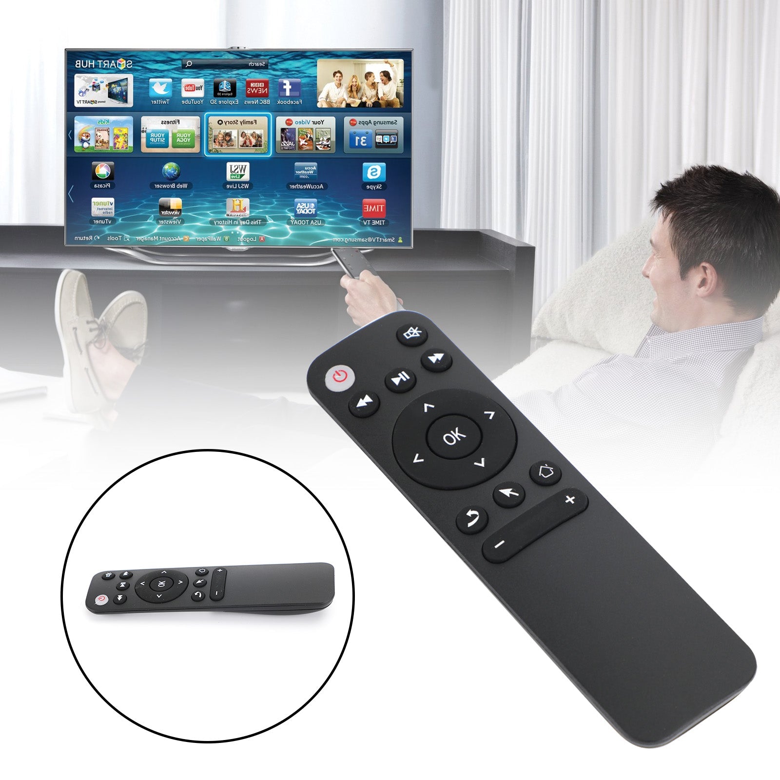 Bluetooth IR Learning Remote Control For Smart TV Box Projector TV Laptop Phone