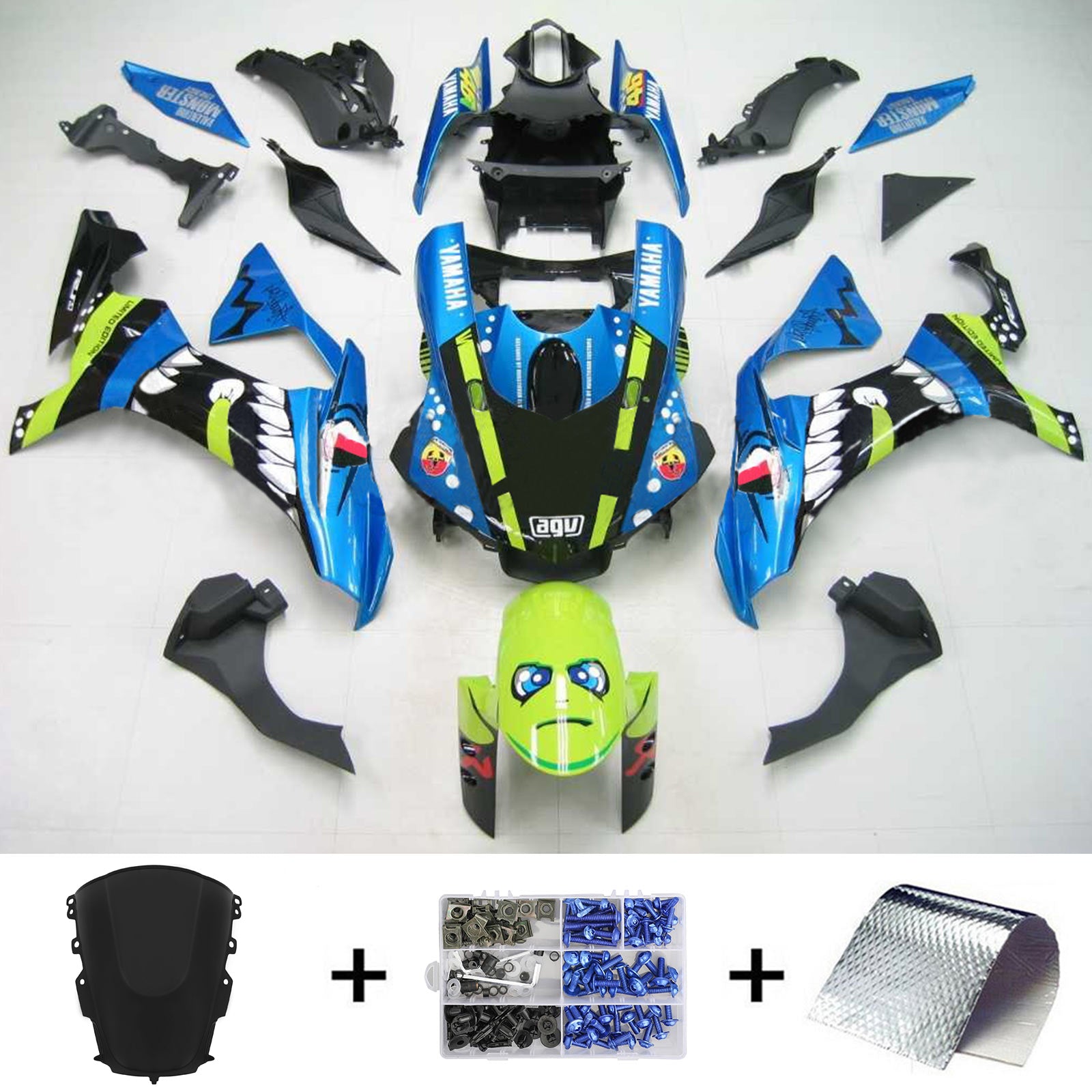 2020-2024 Yamaha YZF R1 Amotopart Kit de carénage d'injection carrosserie plastique ABS #101