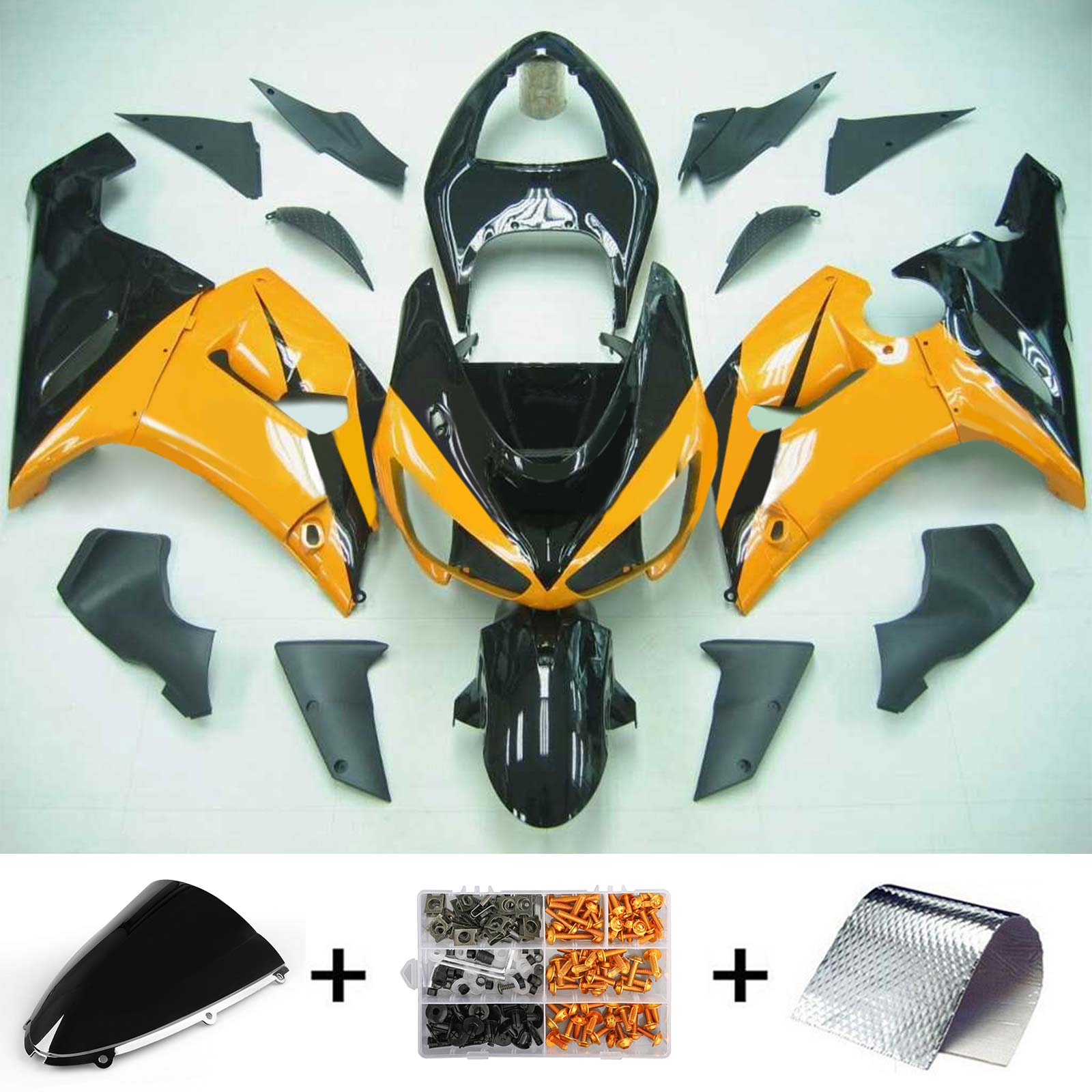 2005-2006 Kawasaki ZX6R 636 Amotopart Kit de carénage d'injection carrosserie plastique ABS #125