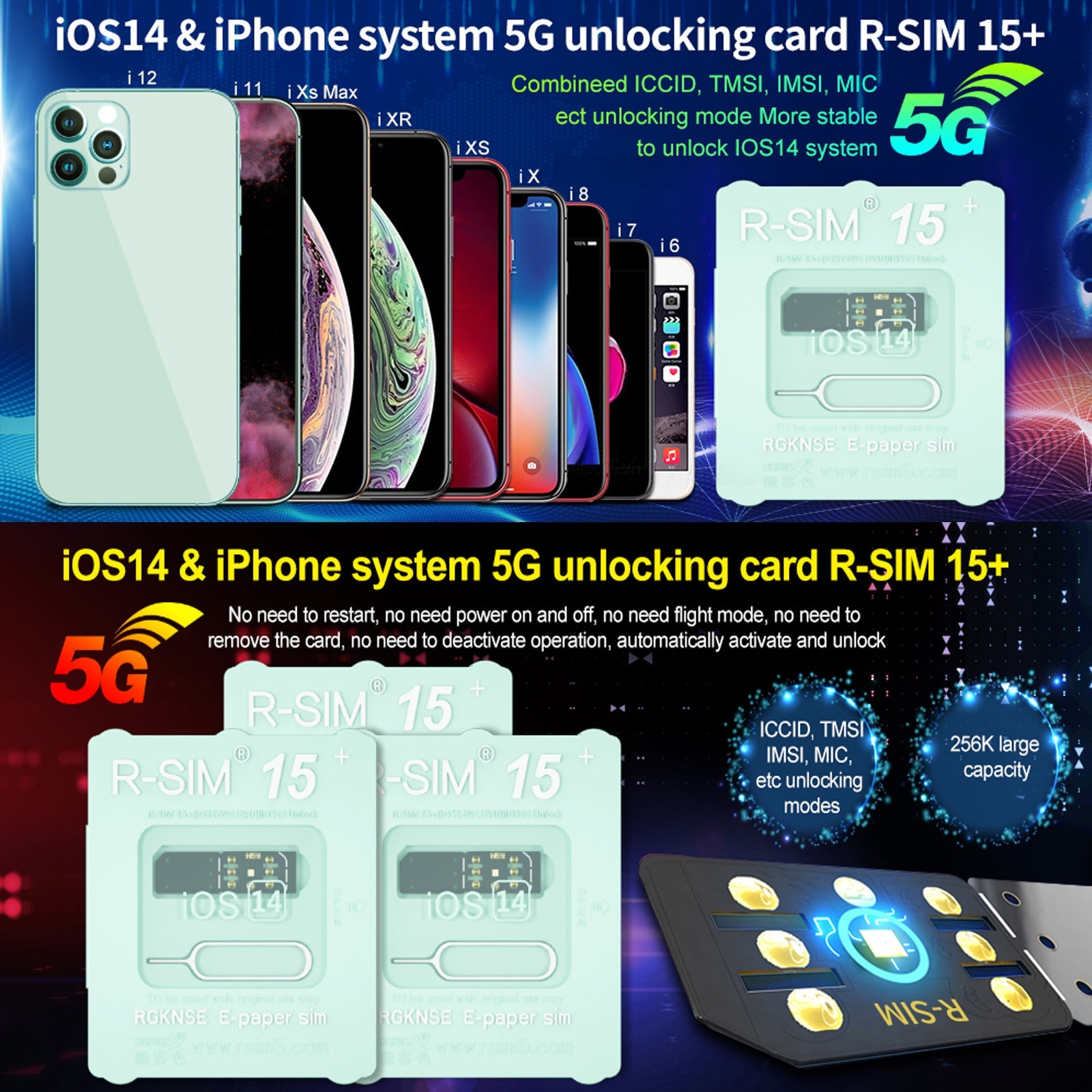 Mise à niveau de la carte de déverrouillage RSIM-15+ 15 Nano pour iPhone 13 Pro 12 Pro Max X Max 8 iOS15