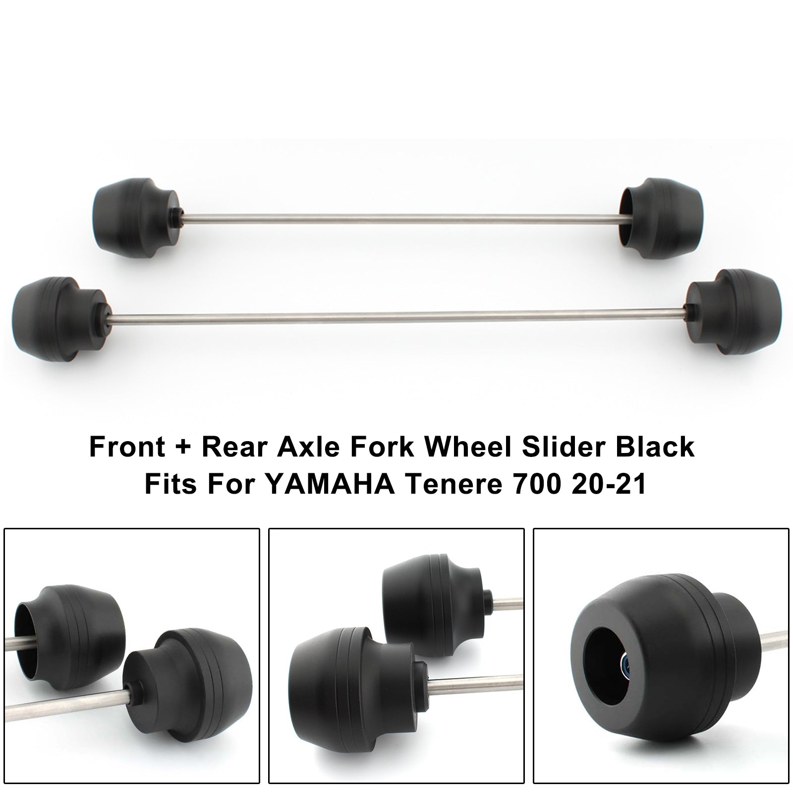 2020-2021 Yamaha Tenere 700 Voor- en Achteras Vorkwiel Slider Cnc Zwart