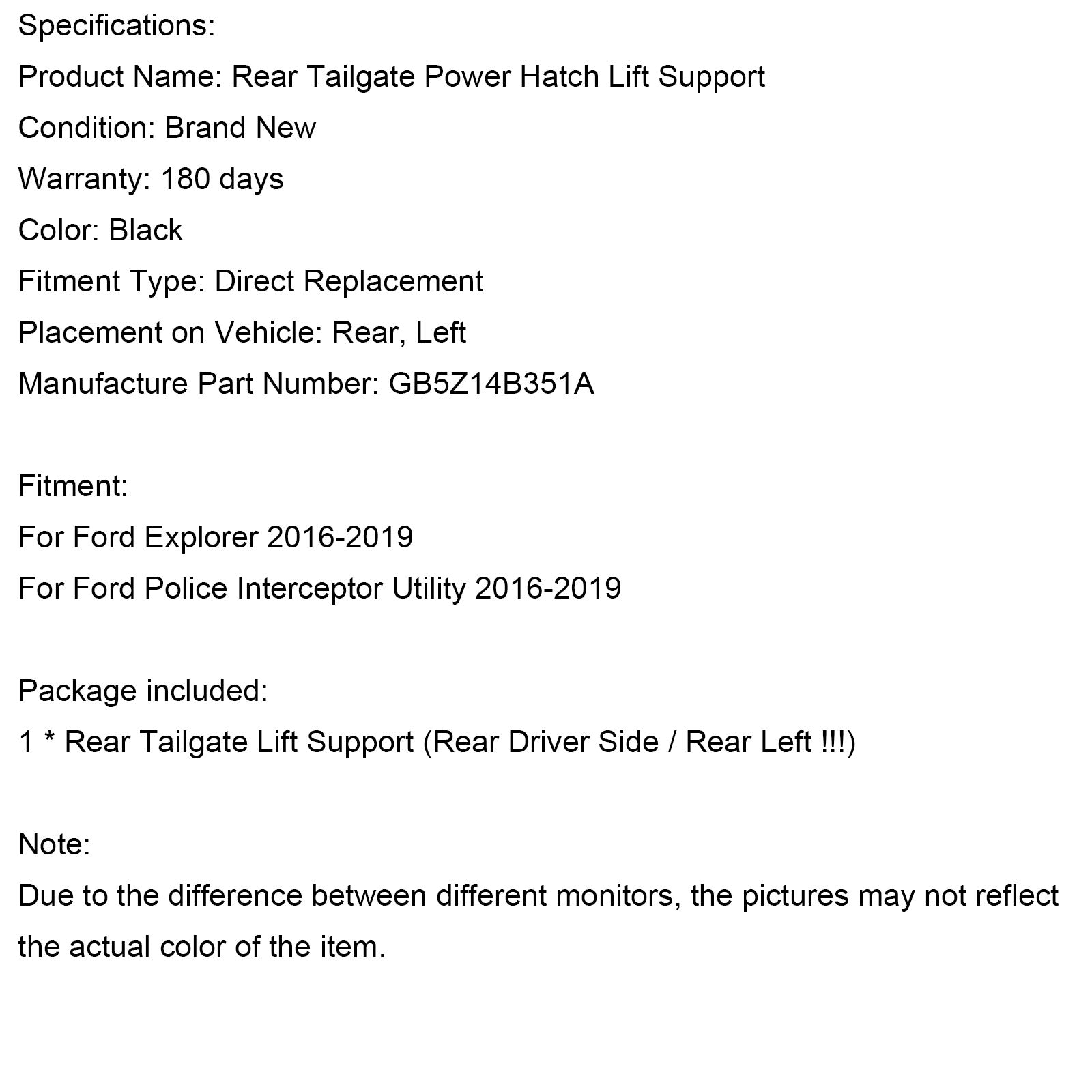 Support de levage de trappe électrique GB5Z14B351A, pour Ford Explorer 2016 – 2019, conducteur arrière gauche