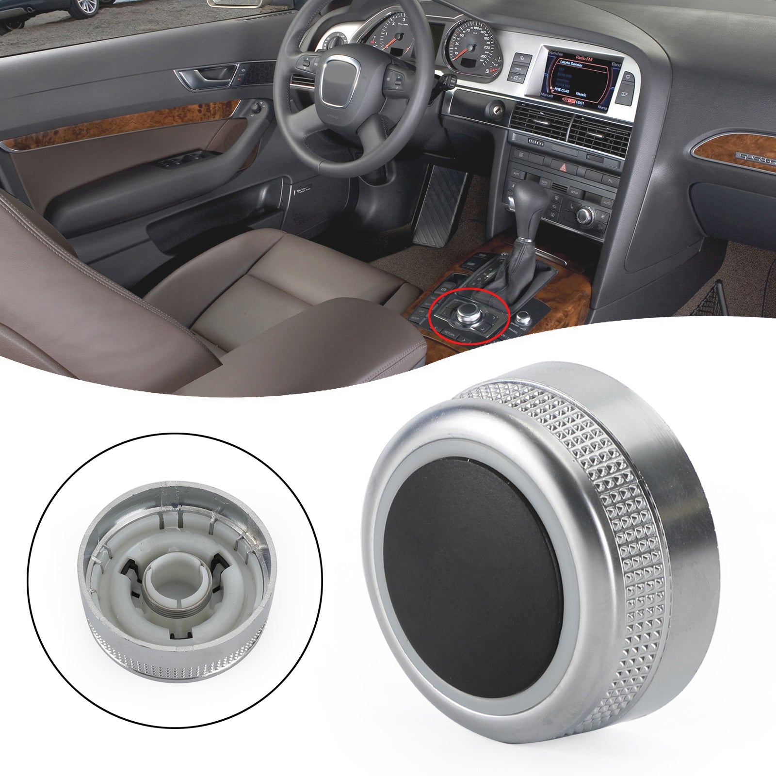 MMI Multimedia Menu Button Switch Knob Cover For Audi A6 C6 A8 D3 Q7 4F0919069 Generic