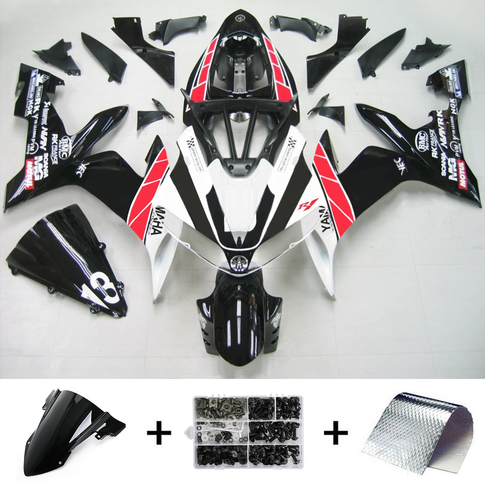 2004-2006 Yamaha YZF 1000 R1 Kit de carénage d'injection carrosserie plastique ABS #136