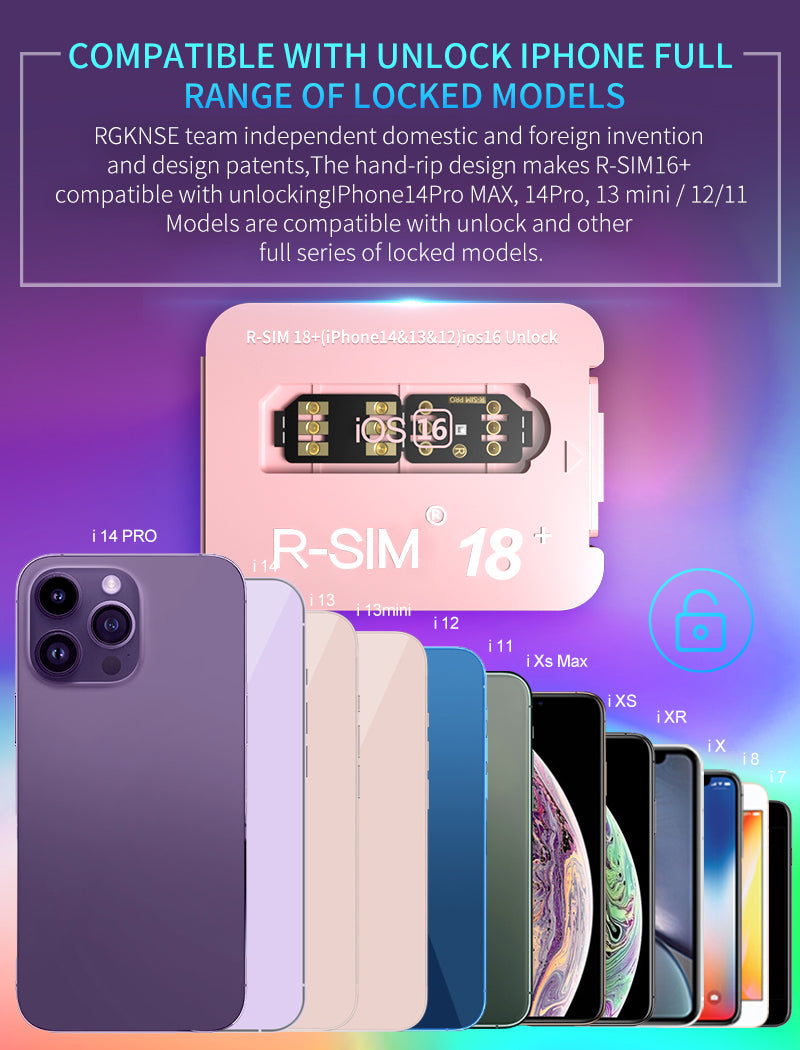 R-SIM 18+ Nano Déverrouiller la carte RSIM pour iPhone 14 13 Pro MAX 12 Pro 11 X IOS 16