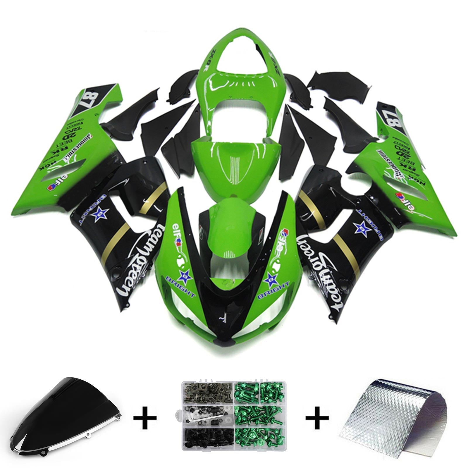 2005-2006 Kawasaki ZX6R 636 Kit de carenado Carrocería Plástico ABS