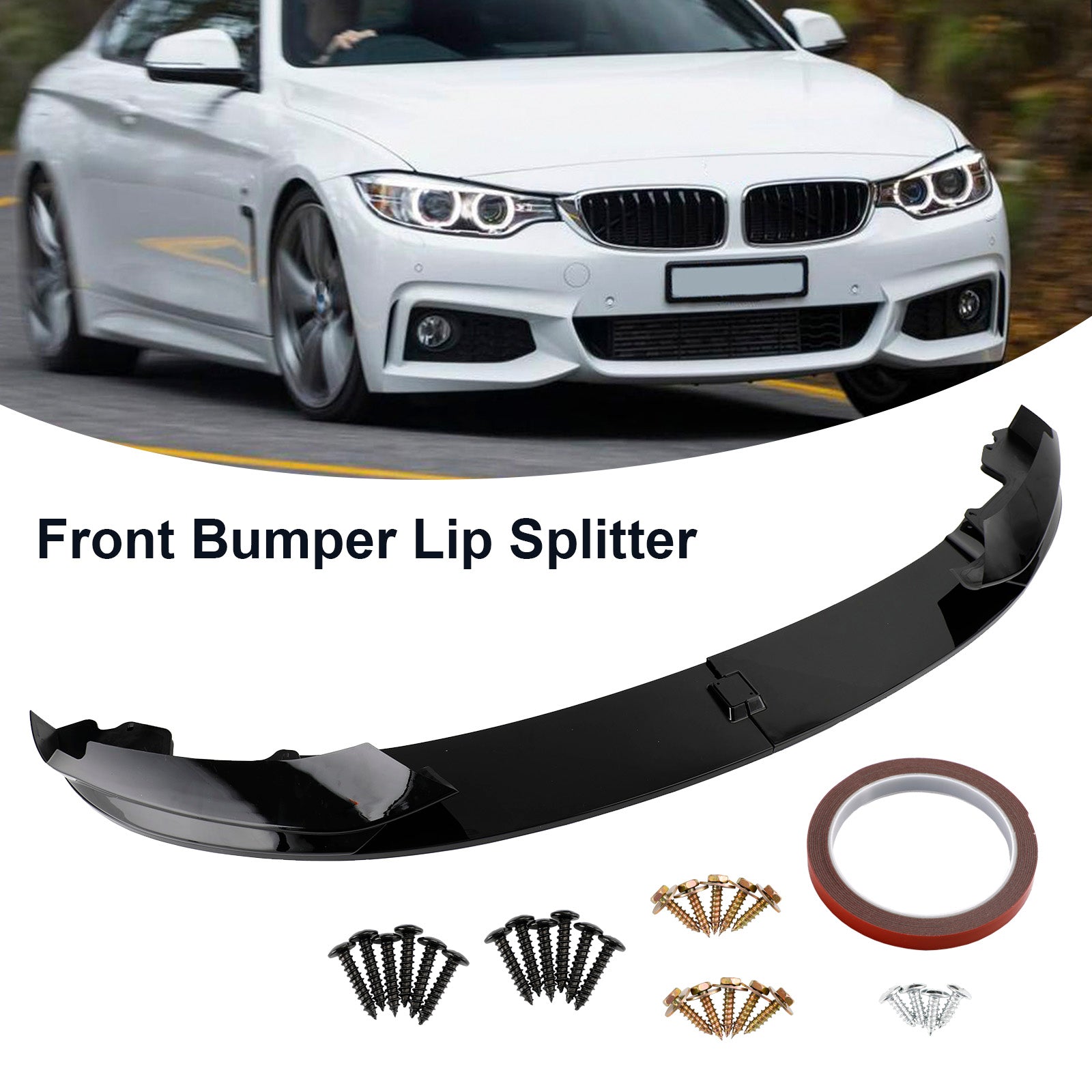 2014-2019 BMW 4-serie F32 F33 F36 M Glanzend zwarte voorbumperspoilersplitter