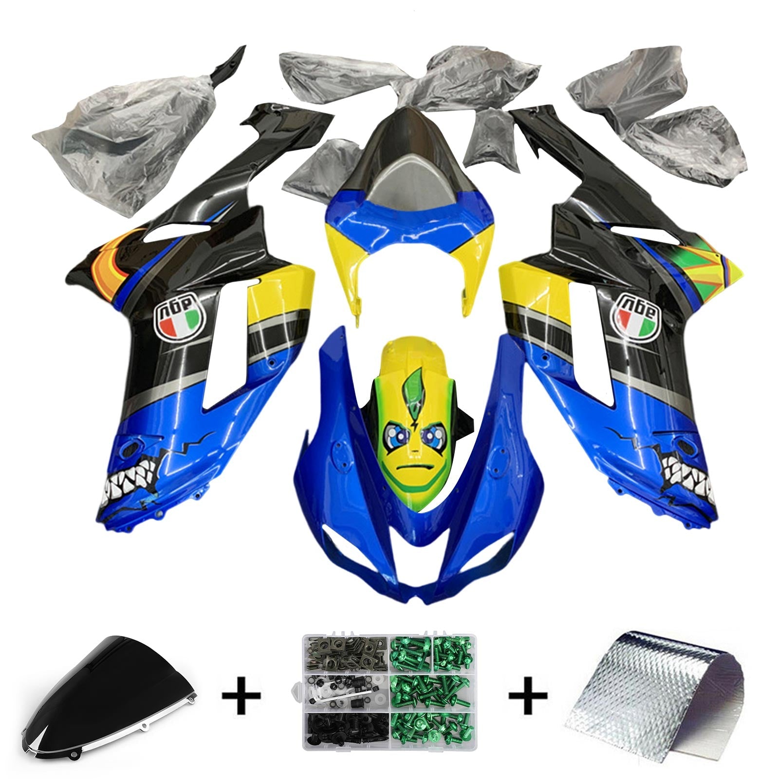 2007-2008 Kawasaki ZX6R 636 Kit de carenado Carrocería Plástico ABS