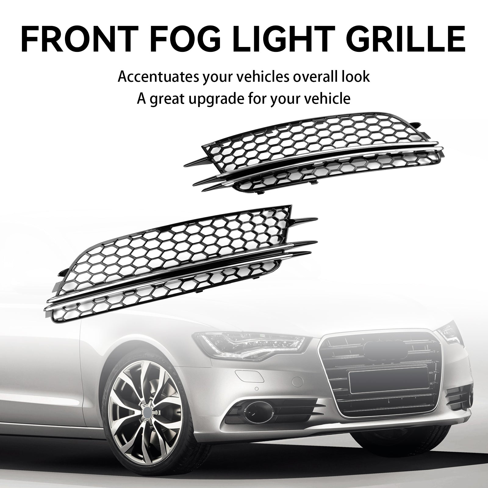 Audi A6 4G C7 2012-2015 2PCS Front Fog Light Cover Bezel Bumper Grille