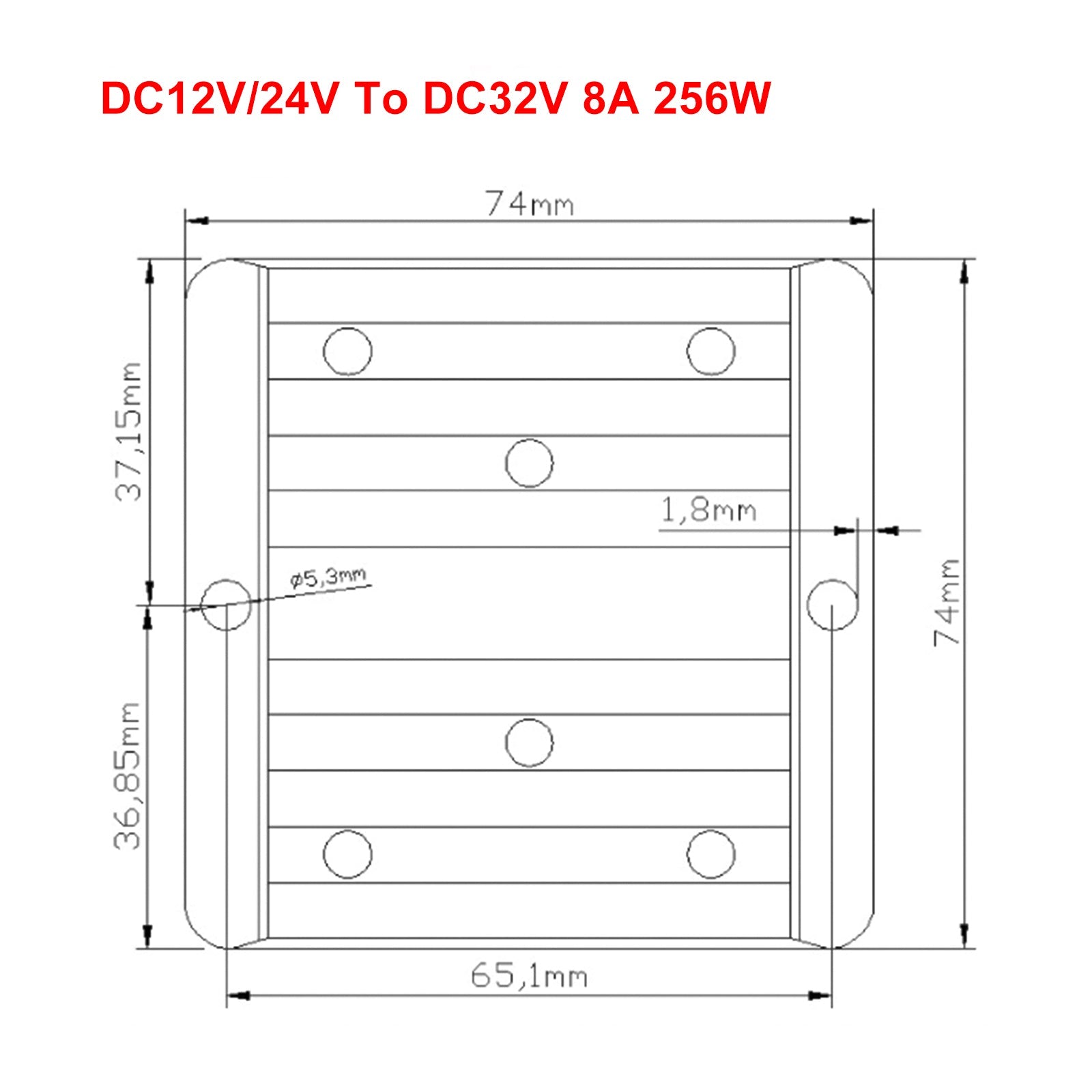 Régulateur de convertisseur DC/DC étanche, 12V/24V, jusqu'à 32V, 8A, 256W