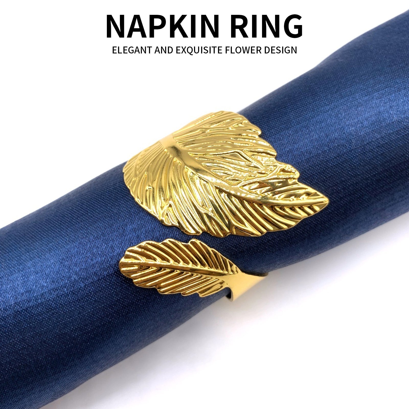 6PCS Napkin Rings Leaf Napkin Holder Adornmen Alloy Golden