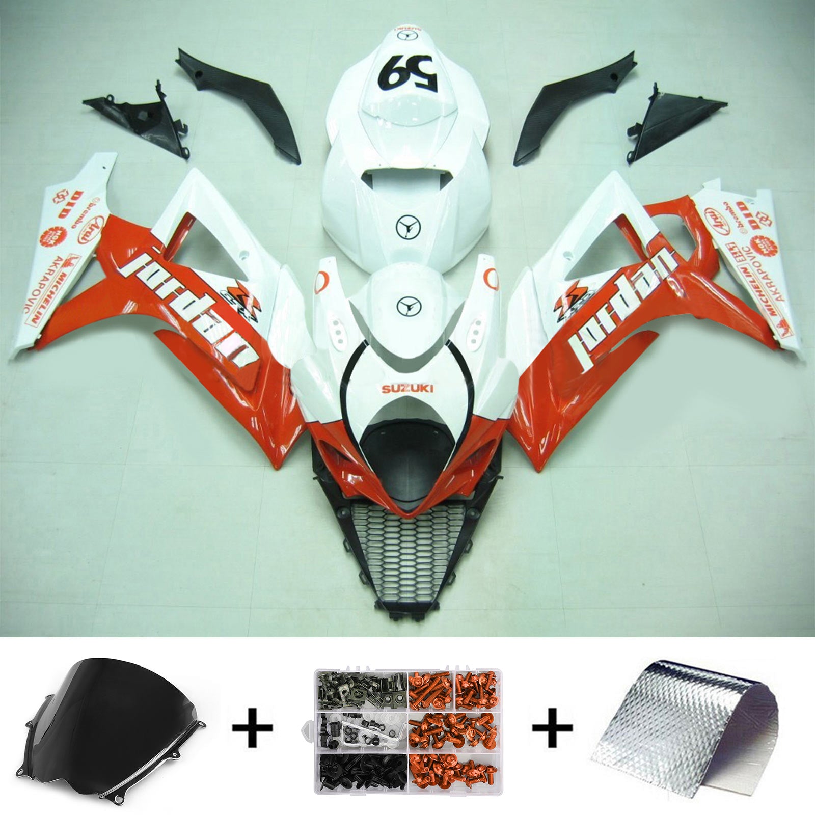 2007-2008 Suzuki GSXR1000 K7 Amotopart Kit de carénage d'injection carrosserie plastique ABS #107