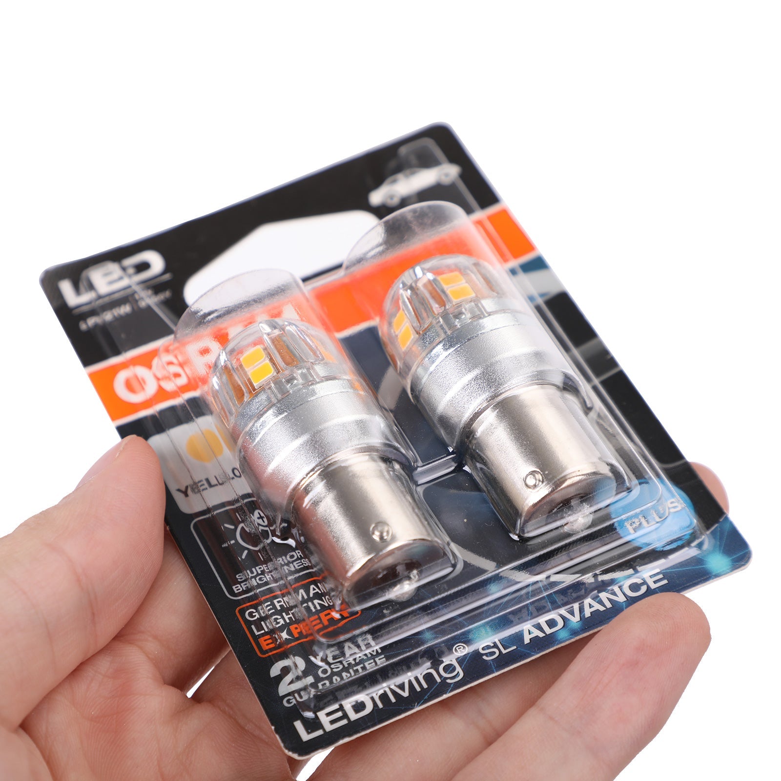 2x For OSRAM 9456Y Car Auxiliary Bulbs LED PY21W 12V2.5W BAU15s Generic