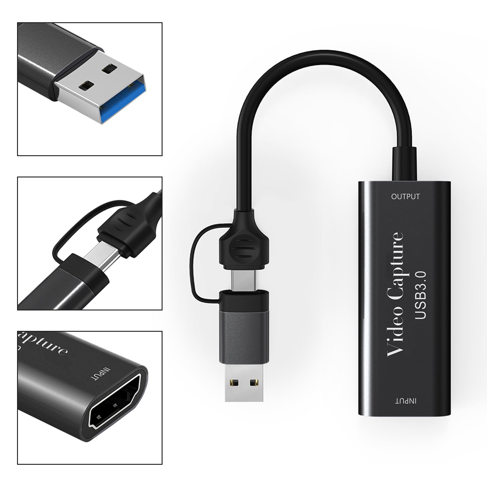 Type-C USB3.0 deux-en-un 4K HD carte de capture vidéo 1080P60Hz jeu diffusion en direct