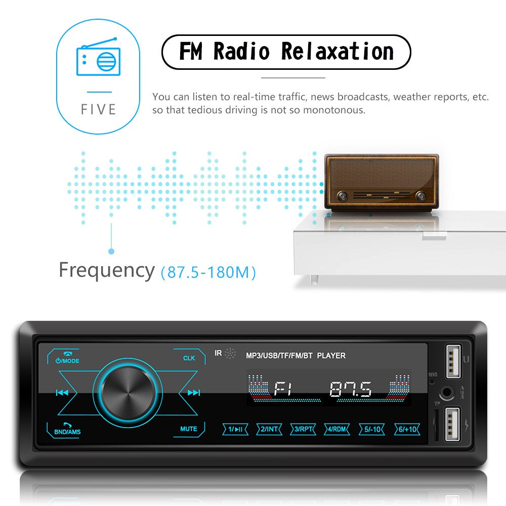 Bluetooth Single 1 Din Car Stereo USB AUX MP3 Player Touch Screen Radio In-Dash