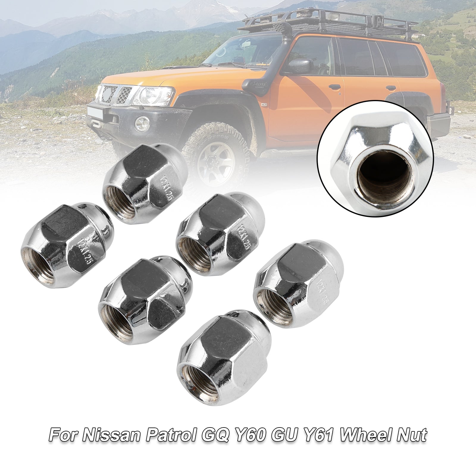 6PCS Chrome Wheel Nut Fit Nissan Patrol GQ Y60 GU Y61 Fit Ford Maverick