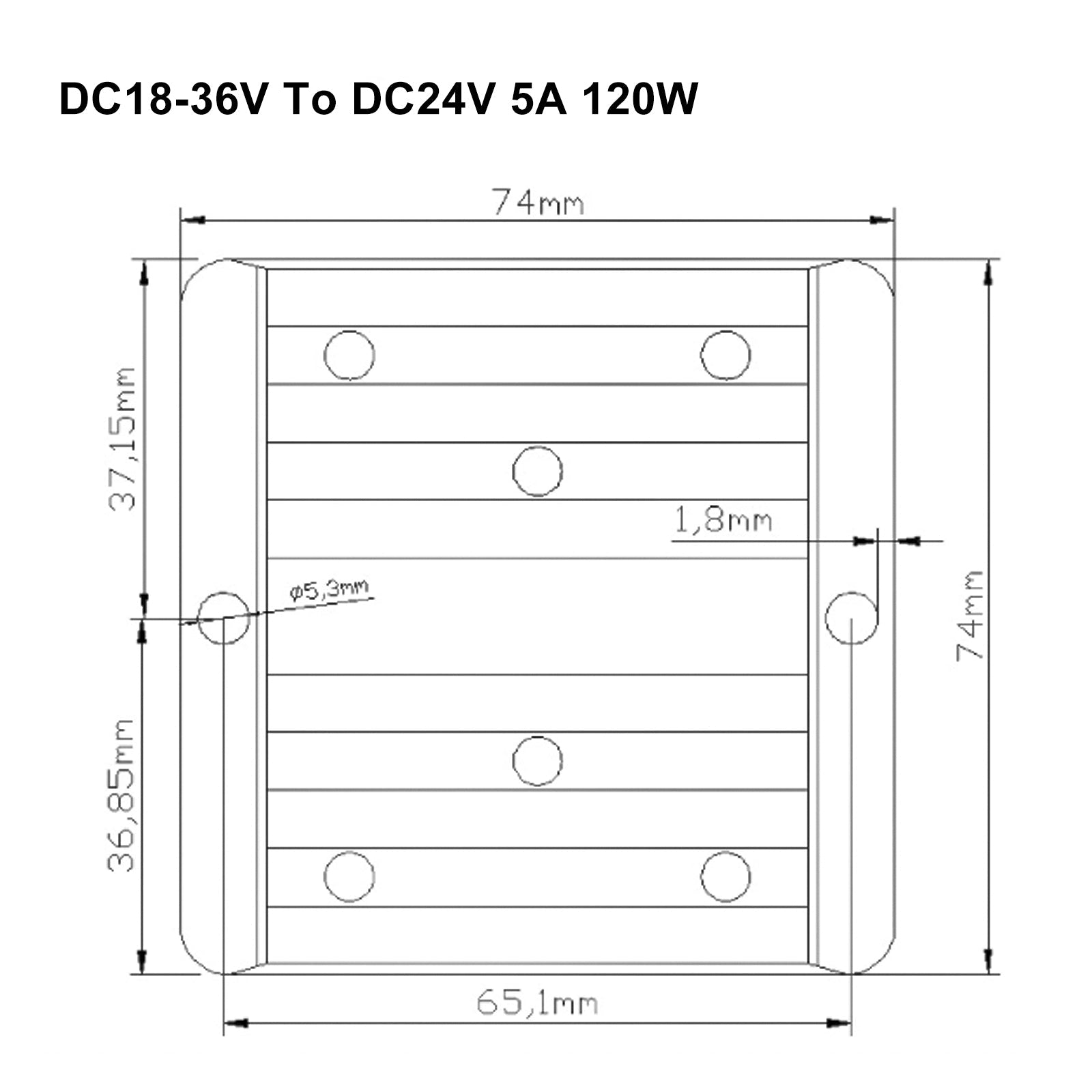 Stabilisateur de tension étanche DC 18-36VV à DC 24V 5A, régulateur d'alimentation de voiture