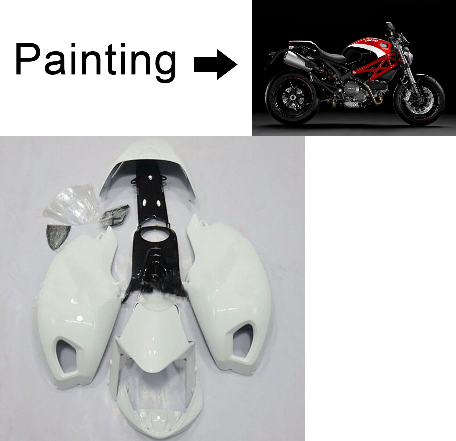 Toutes les années Ducati Monster 696 796 1100 S EVO Kit Carénage Carrosserie