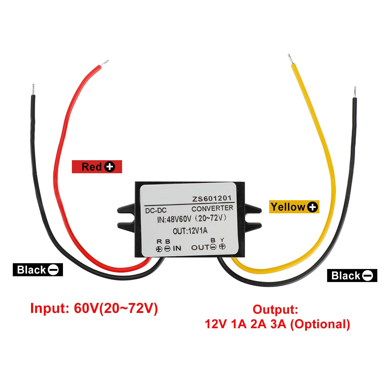 Waterproof DC-DC Converter 60V Step Down to 12V Car Power Supply Module