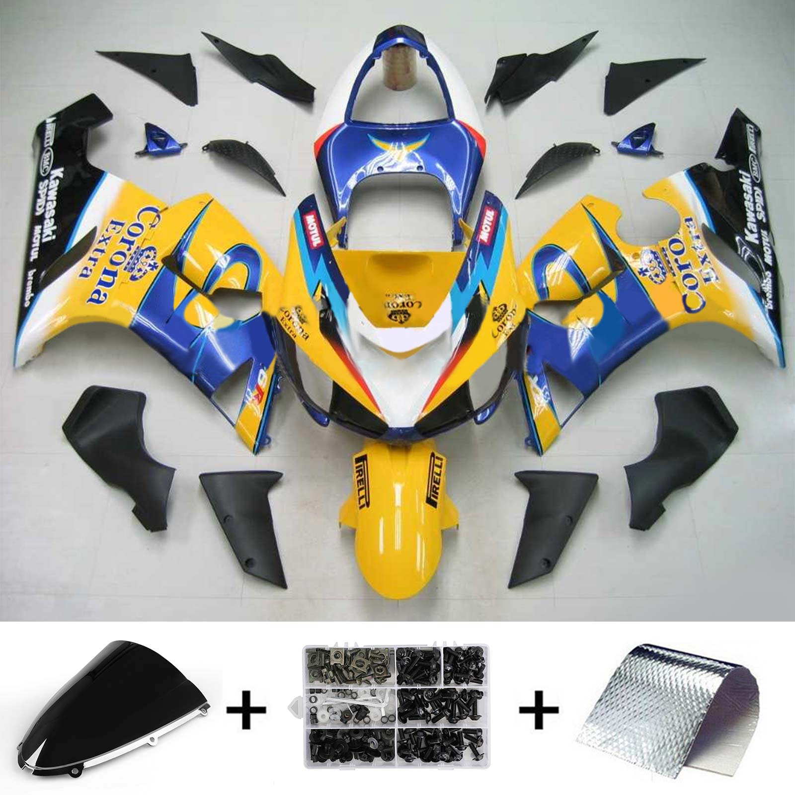 2005-2006 Kawasaki ZX6R 636 Amotopart Kit de carénage d'injection carrosserie plastique ABS #145