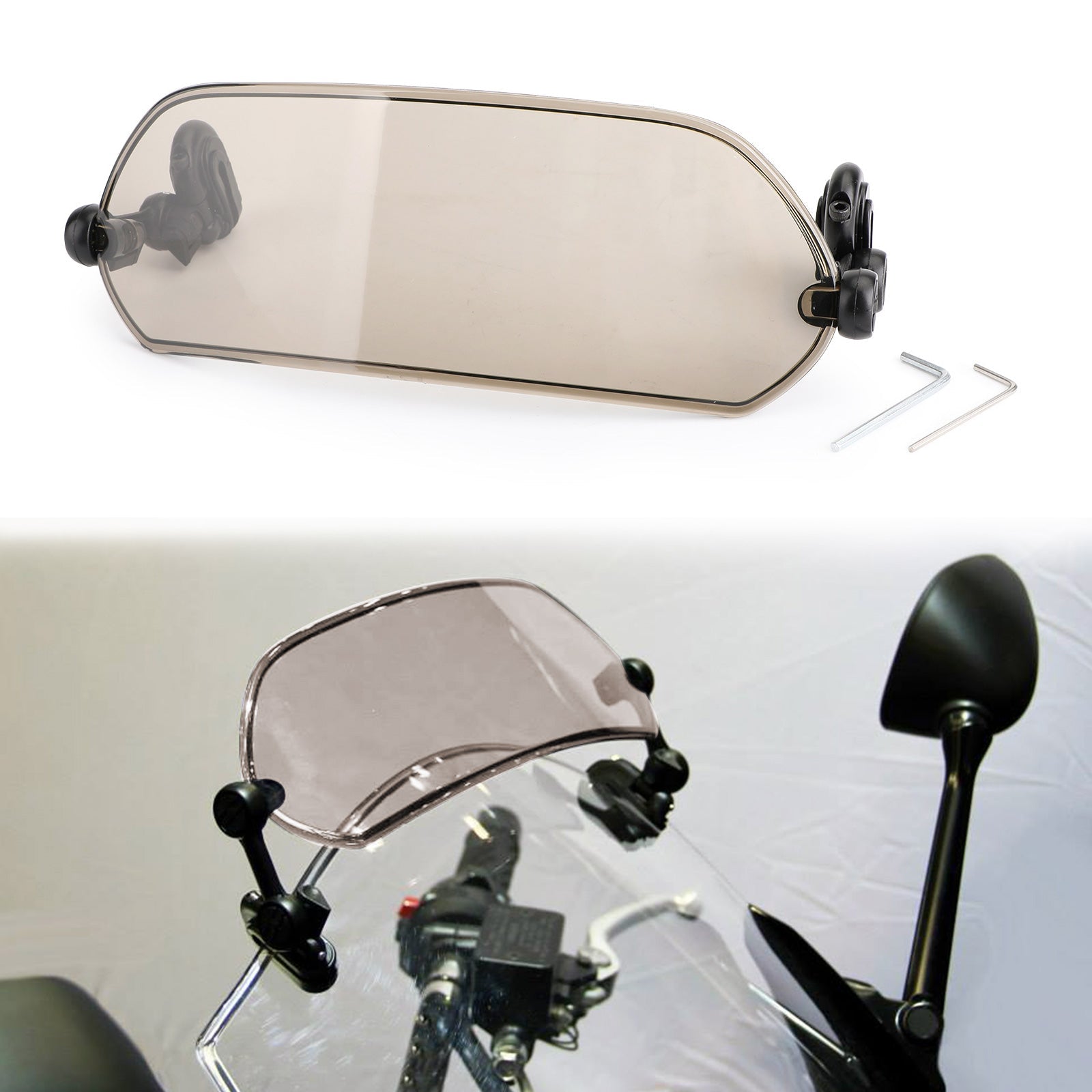 Motorcycle Adjustable Clip On Windshield Extension Spoiler Wind Deflector