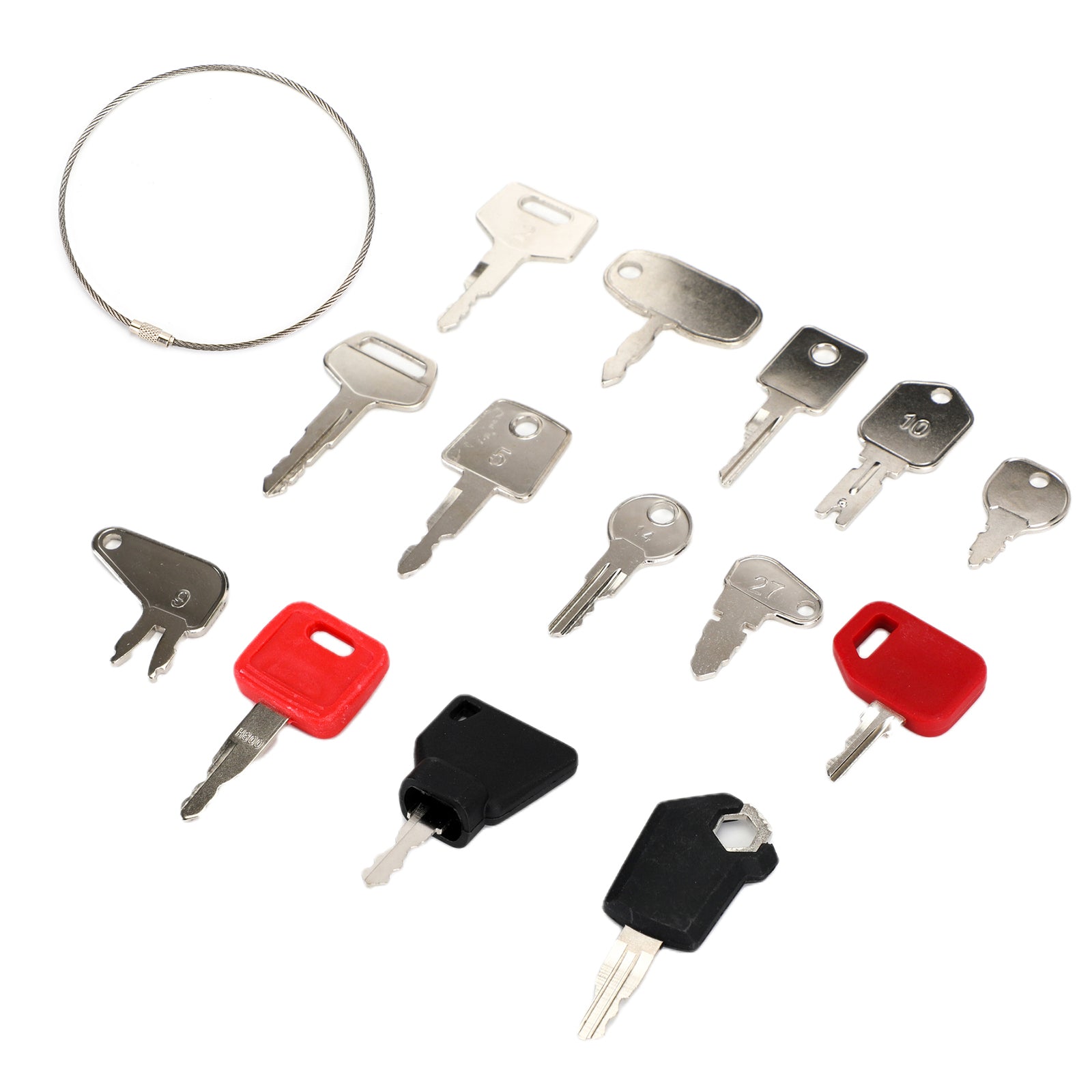 14 Keys Heavy Construction Equipment Ignition Key Set For Cat JD JCB Komatsu