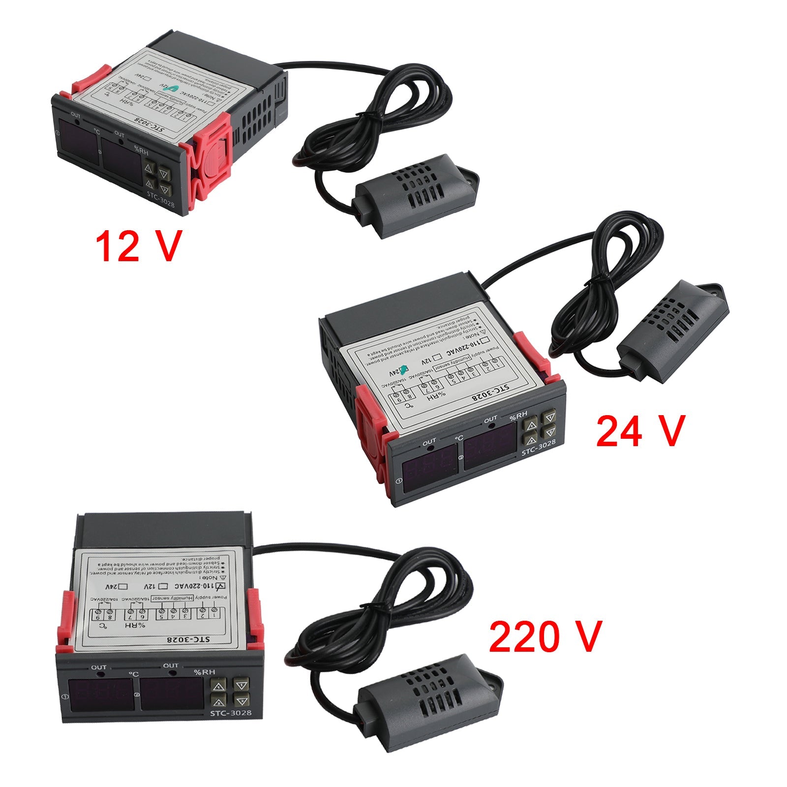 STC-3028 Digitale temperatuur-vochtigheidsregelaar met dubbel display, thermostaat + sonde